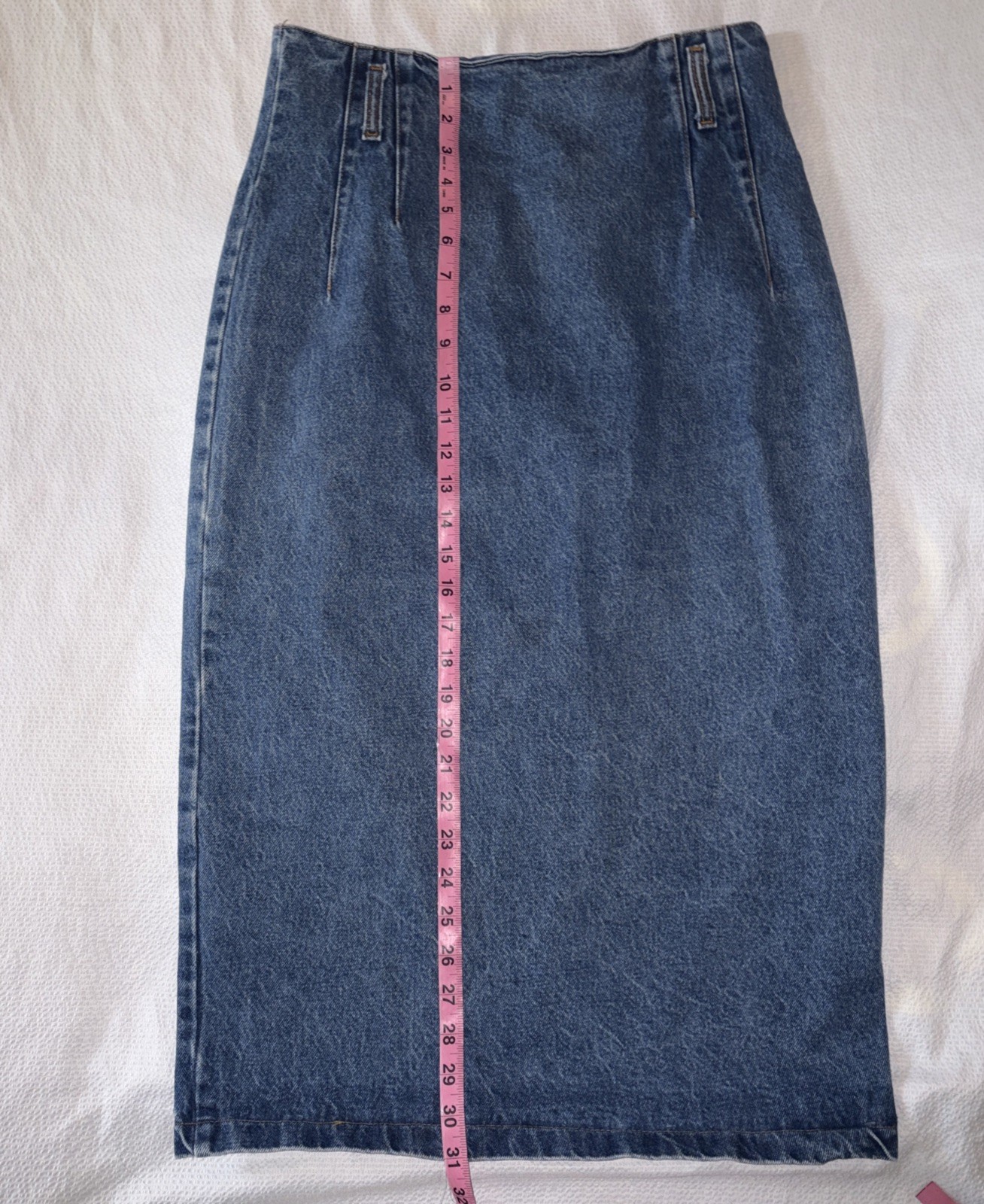 VTG 80s Stuffed Shirt Jeanswear Denim Maxi Skirt Made USA Bronze Snaps Sz 13/14