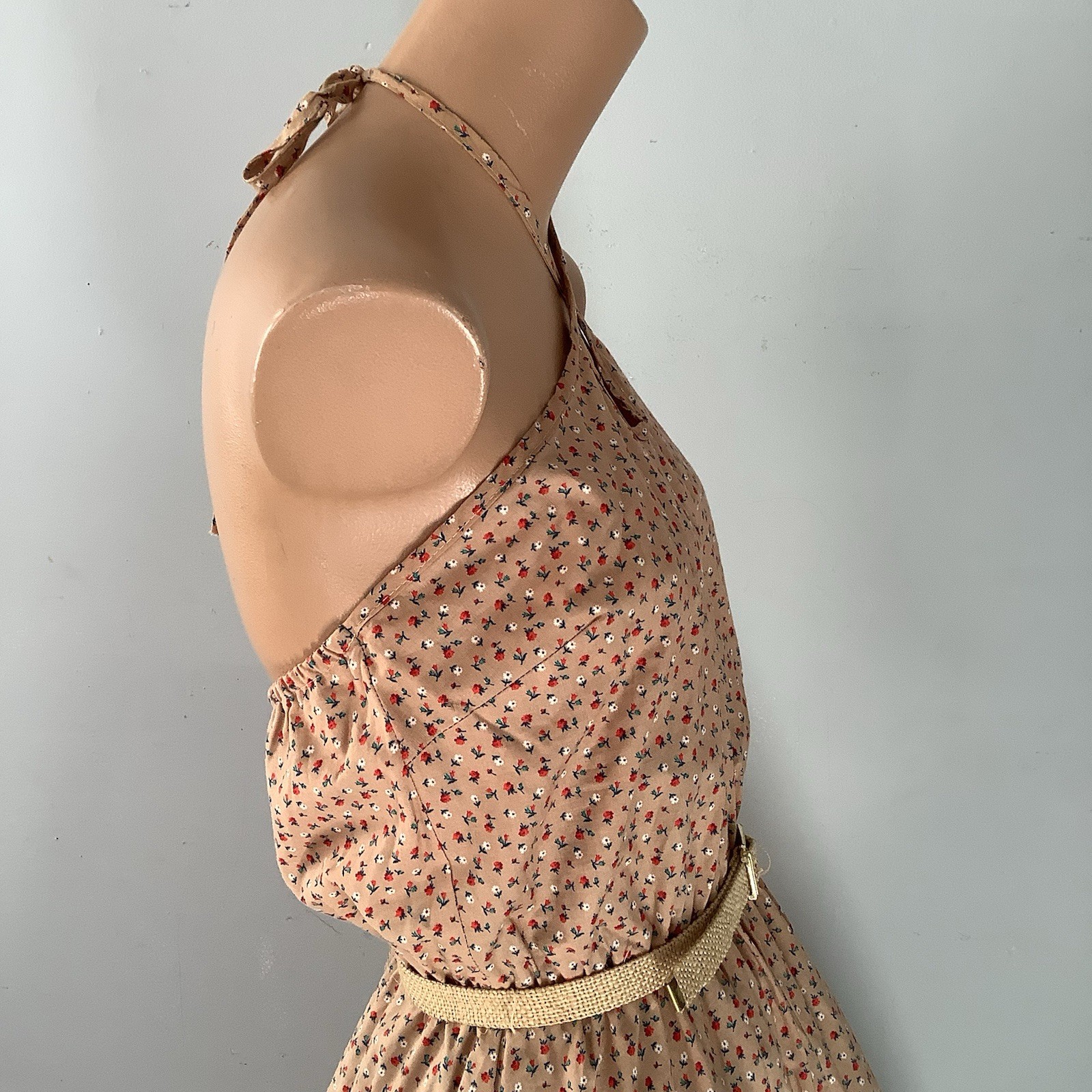 VTG 1970’s PBJ By Jerell Of Dallas Deadstock Ditsy Floral Print Halter Dress