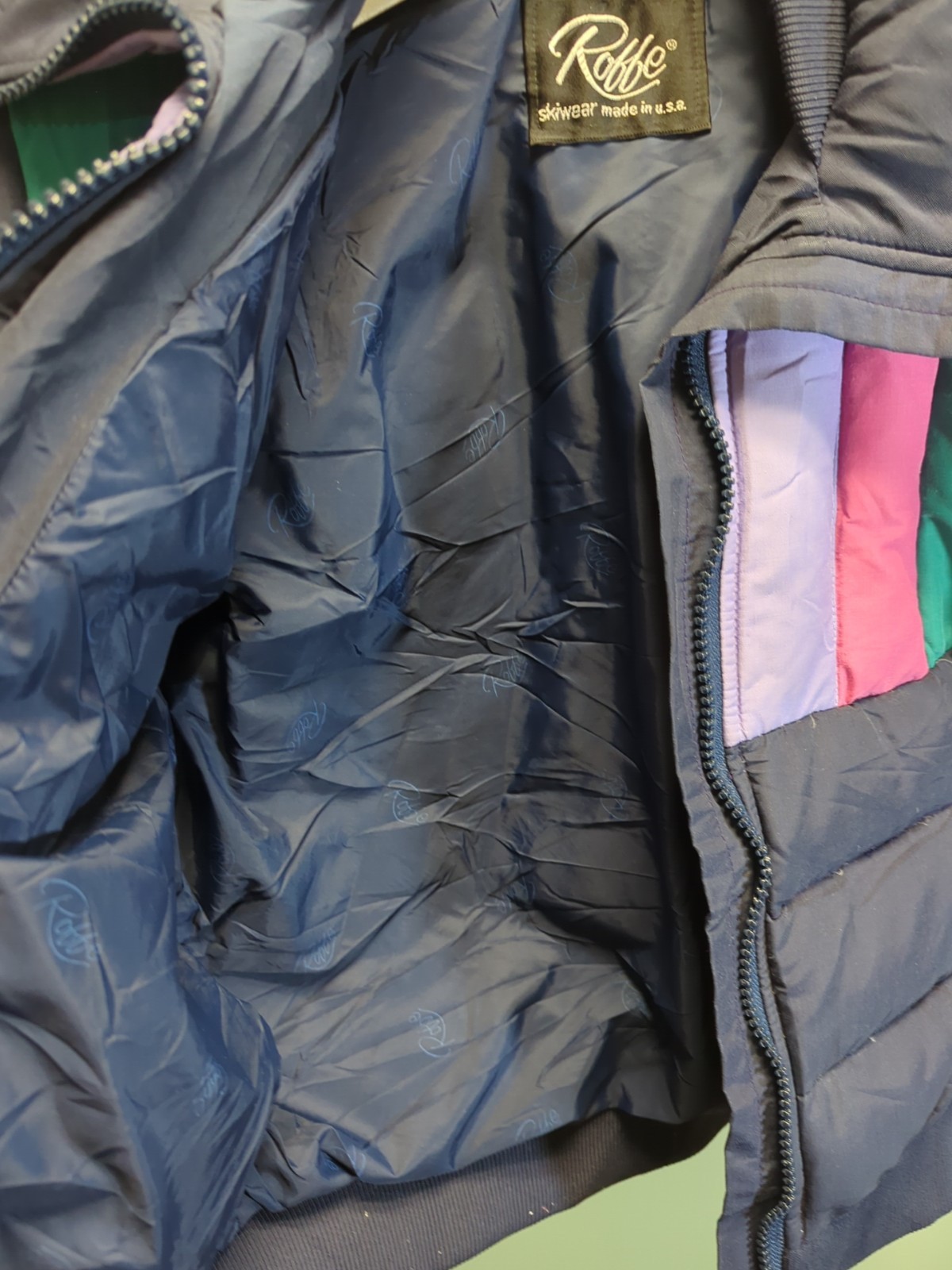 Vintage 80s ROFFE Ski Puffer Down Jacket Colorblocked Women’s S/M USA EUC READ