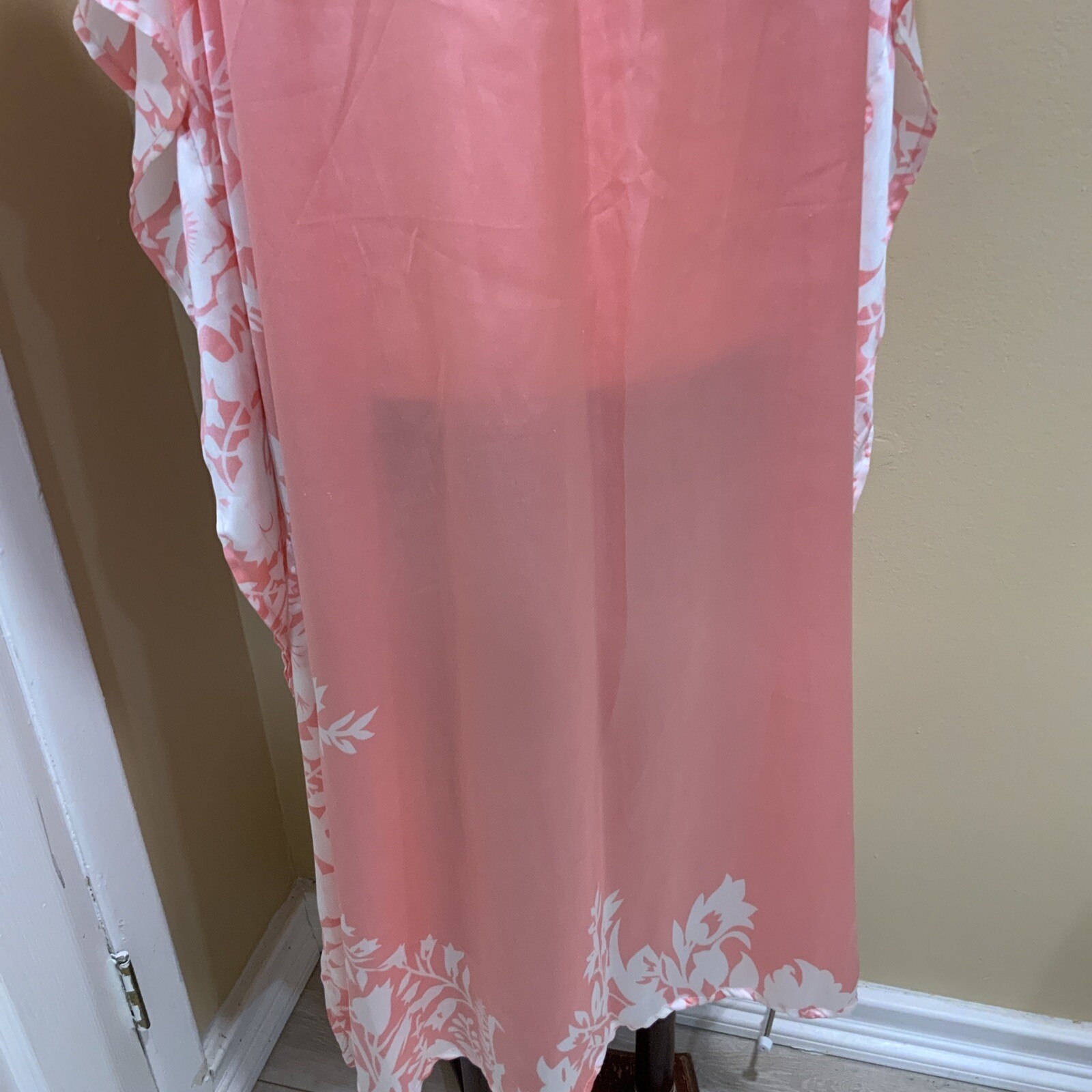 LONG SATIN GOWN~WOMANS MIDNIGHT VELVET~ SHINY pink/white NIGHTIE~one size