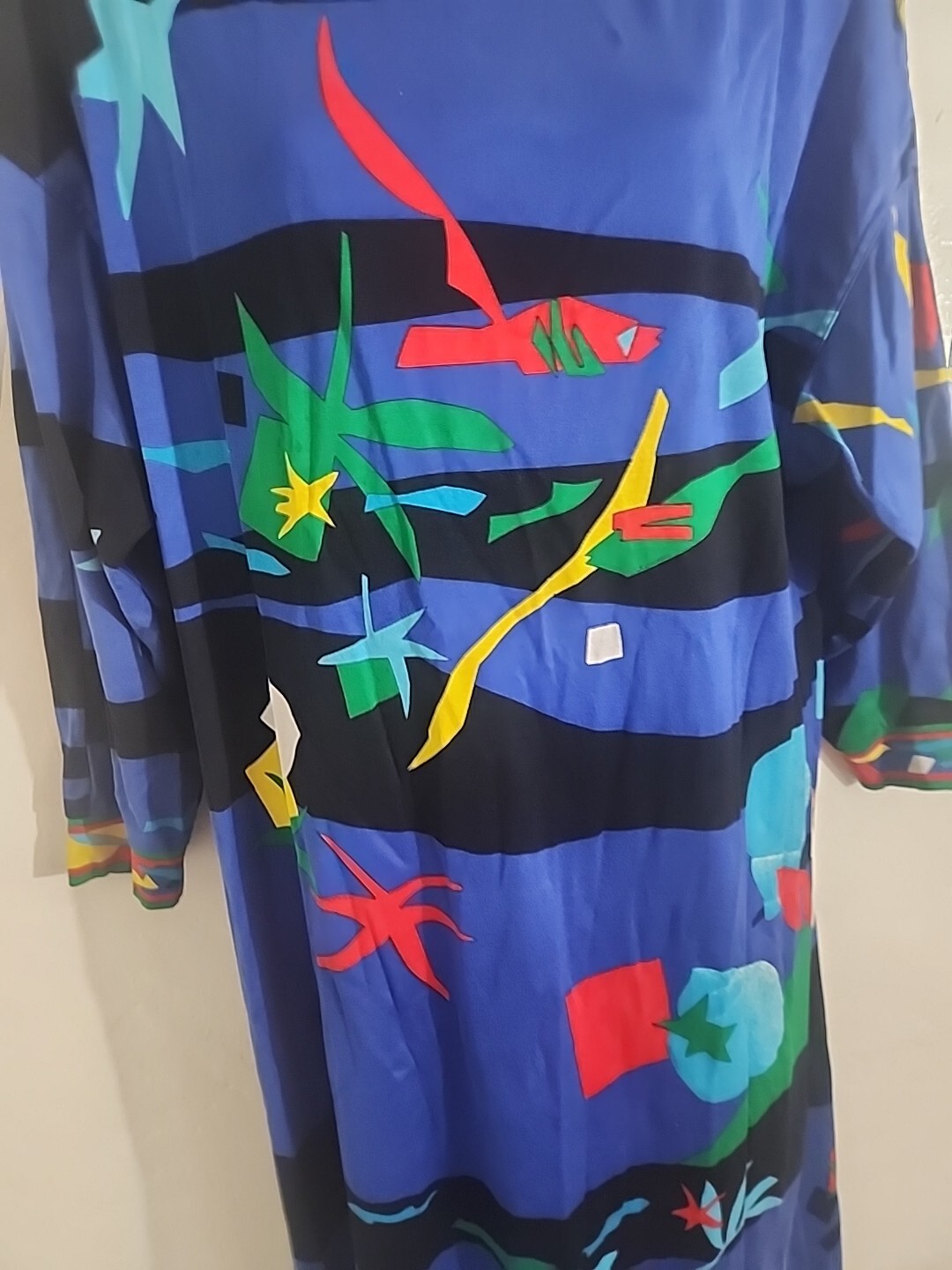 vintage leonard dress 1980’s vibrant multi color abstract print large ? italy