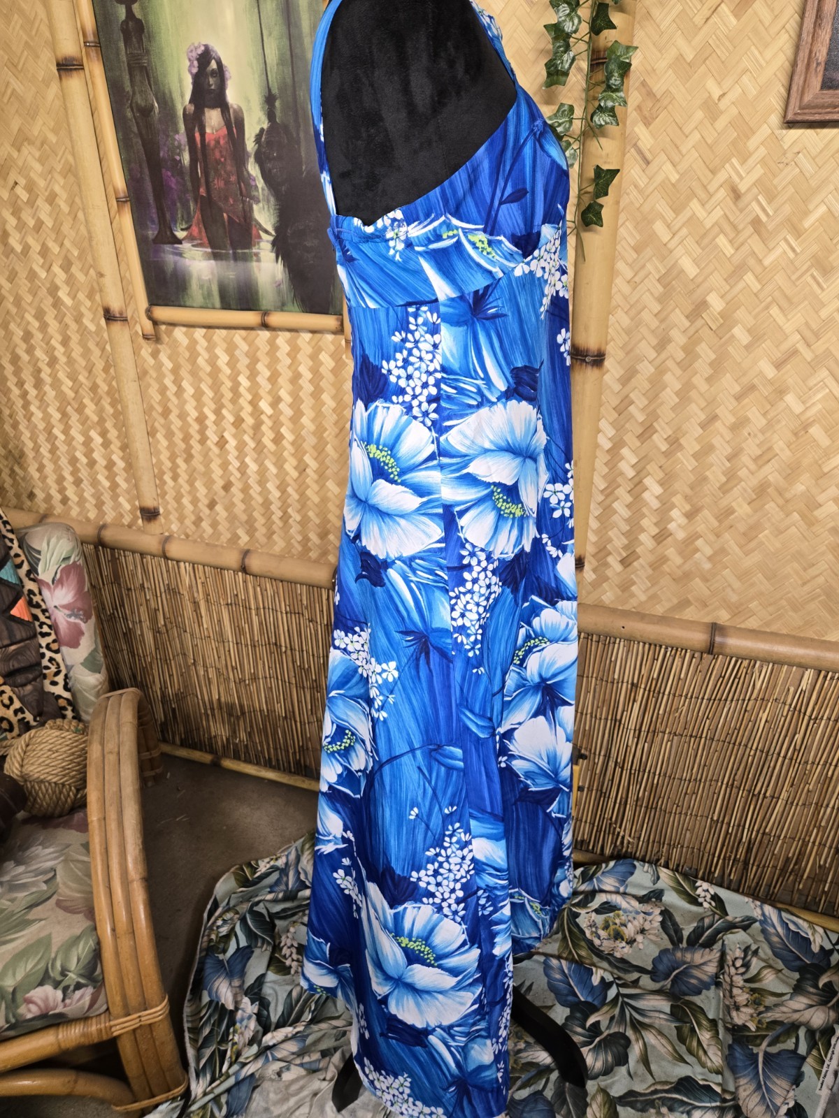 Vintage Waltah Clarke Hawaiian Maxi Aloha Dress w1277