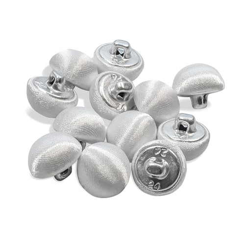 12 Pcs Satin Buttons – 0.6 inch Tuxedo Buttons with Shank – Perfect for White