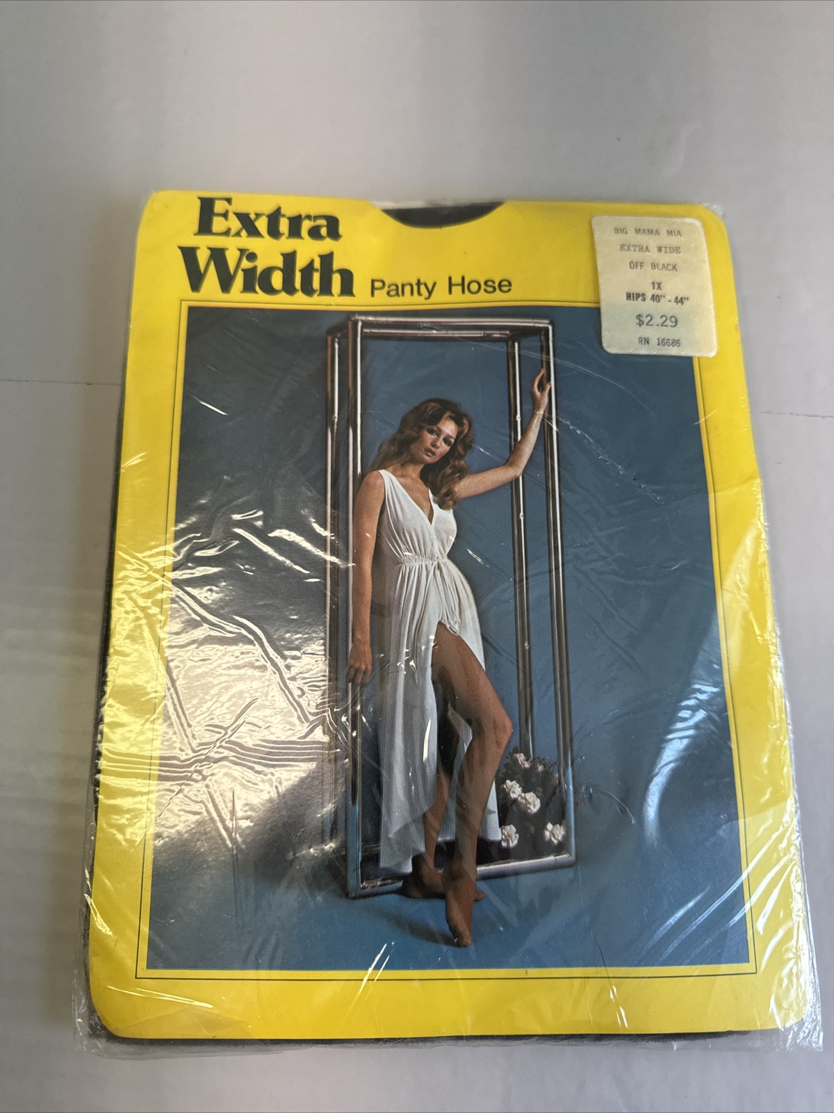 Vintage Extra Width Pantyhose Black Fits Hips 40″ -44″ Nylon USA