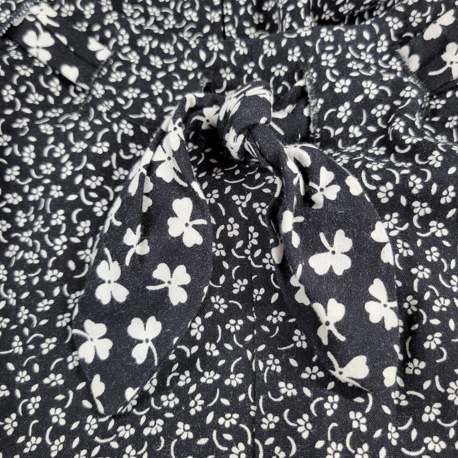 VTG EXPO Ditsy Floral Jumpsuit Size 8 Black Bow Wide Leg Zip Cottagecore Retro