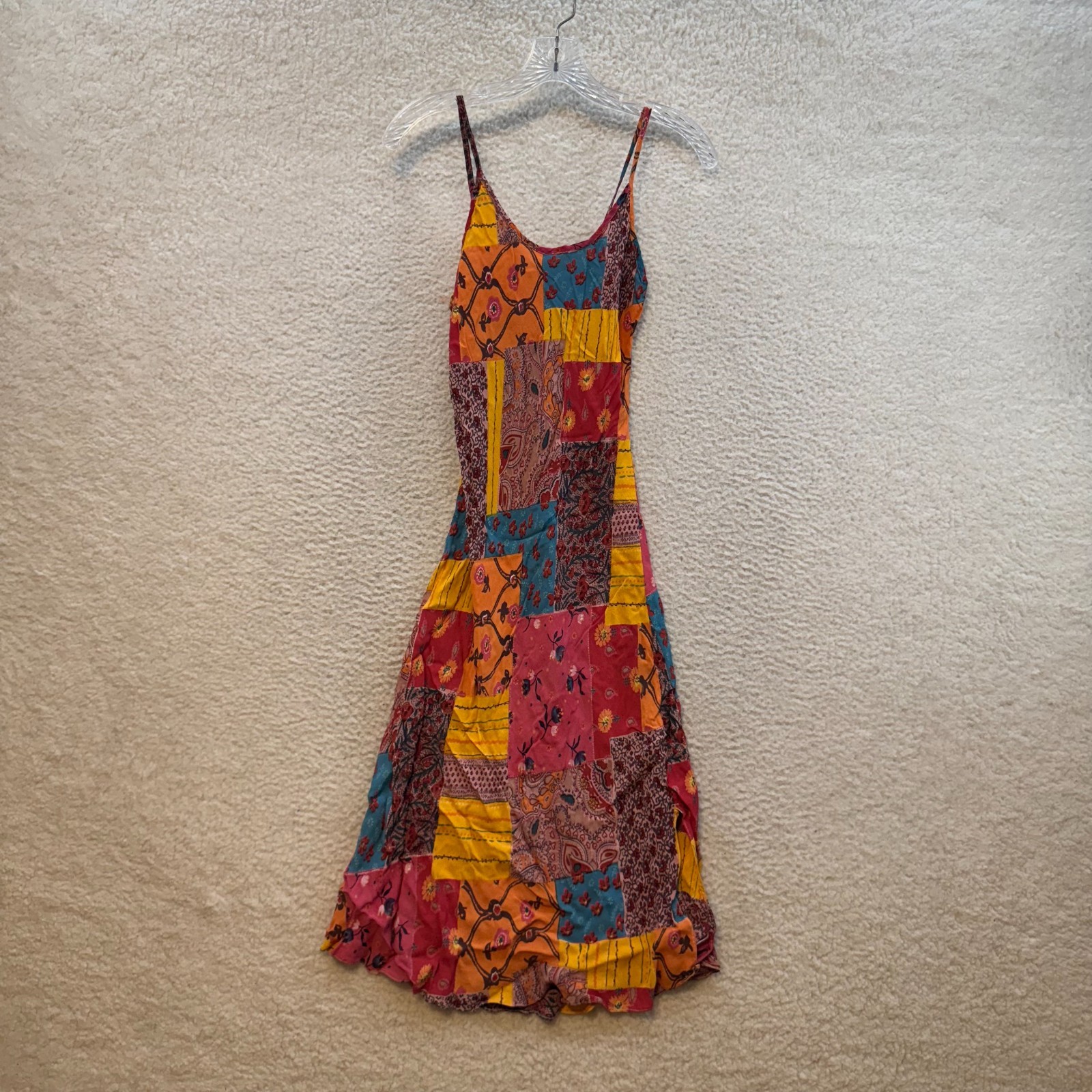 Y2K Vintage Charlotte Russe Midi Dress Medium Large Patchwork Boho Cottagecore