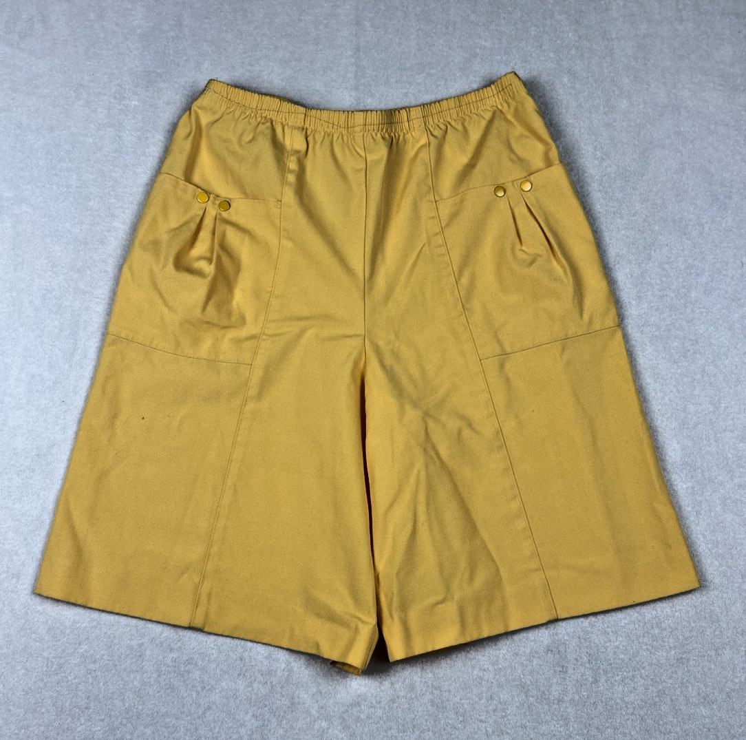 Cos Cob VTG Womens Sz 9/10 Shorts Yellow Elastic Waist Wide Leg Culotte USA Made