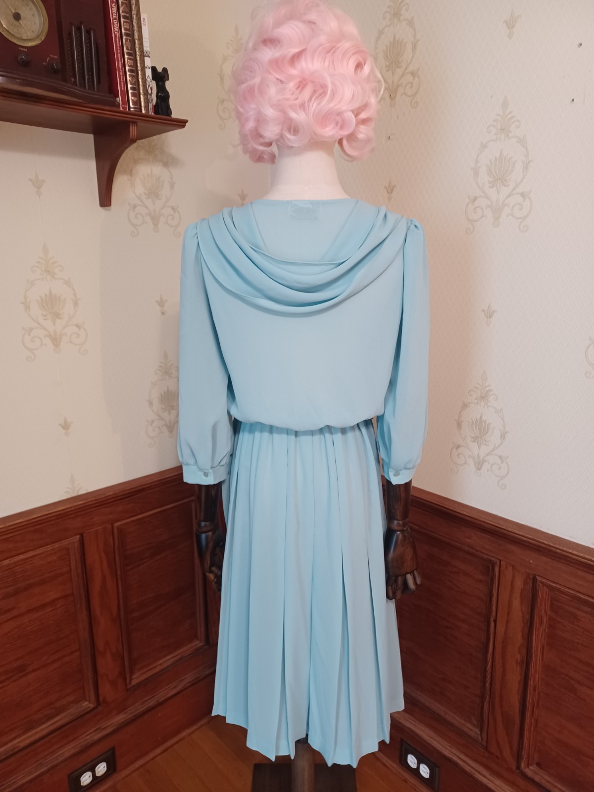 Vintage 1980s Sheer Pastel Aqua Bobby’s Girl Romantic Coquette Dress