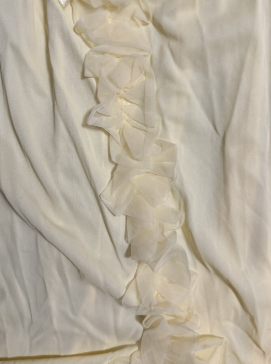 Vgt 60’s Sculptress Pale Yellow Sheer Nylon Lingerie Satin Ribbon Ruffles Sz S
