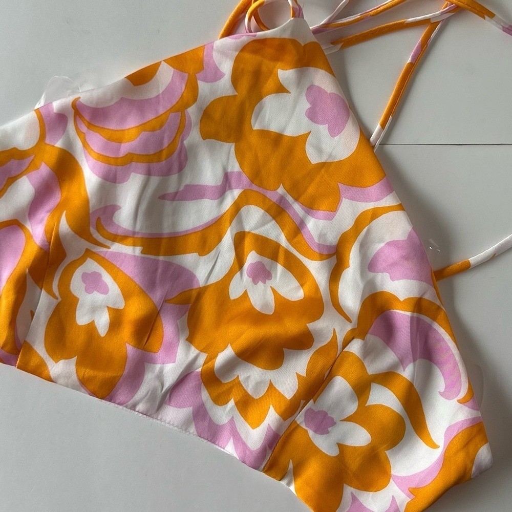 Lumiere pink and orange 70s inspired halter
