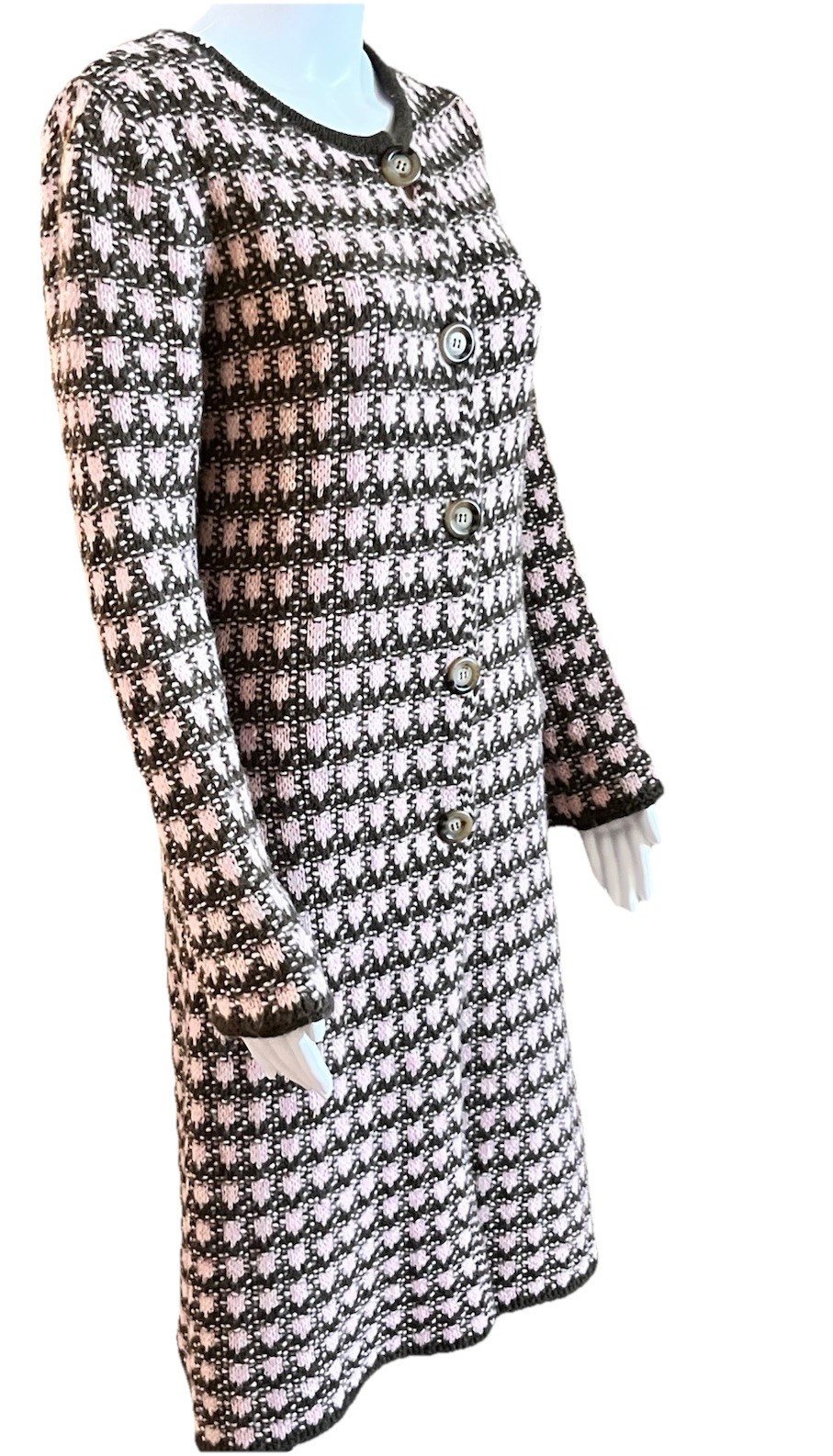 UNITED COLORS OF BENETTON VTG Y2K Size M 6-8 Pink Brown MIDI Coat Dark Academia