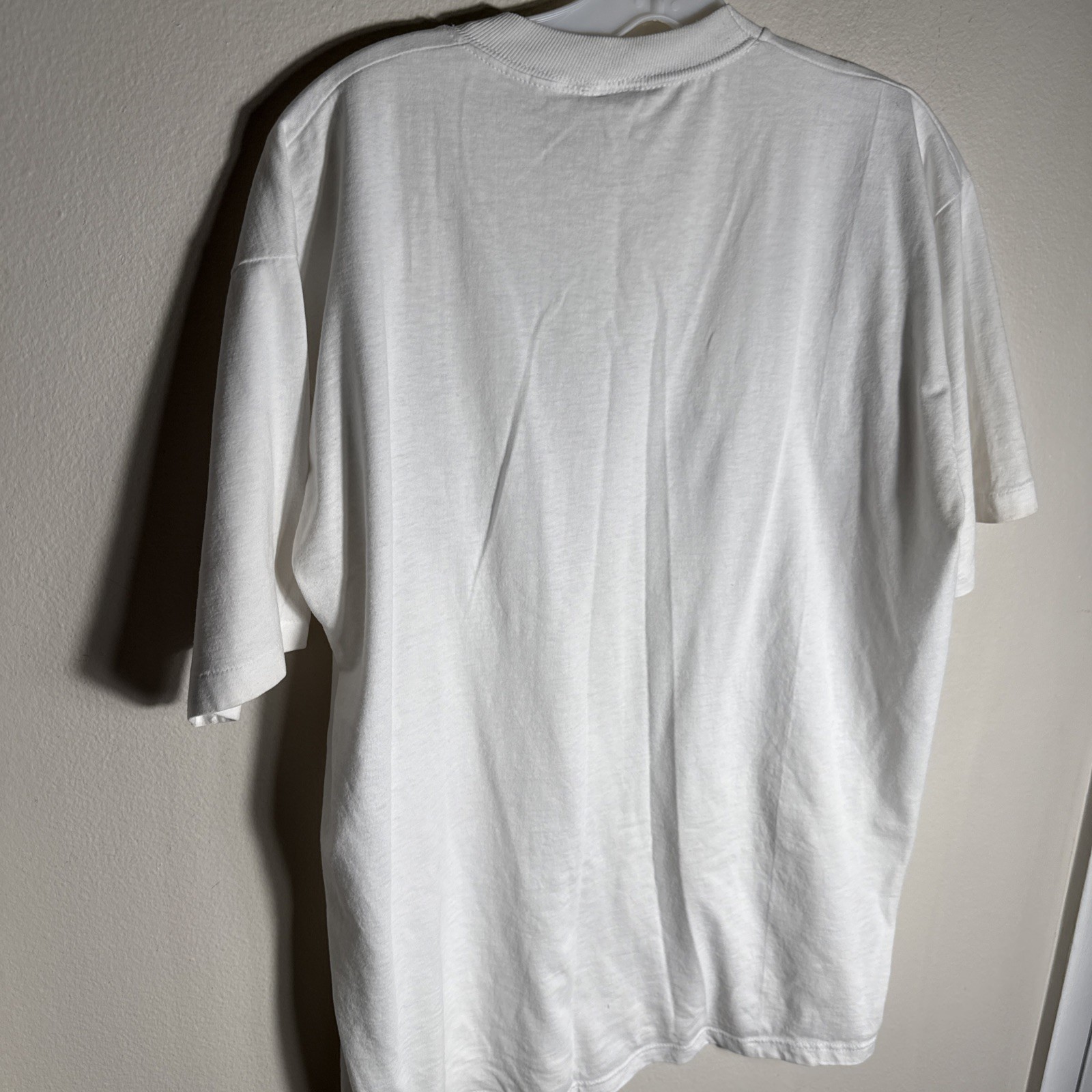 SINGLE STITCH White T Shirt Appliqué Heart Lace Trim Hand Crafted 80s 90s XL