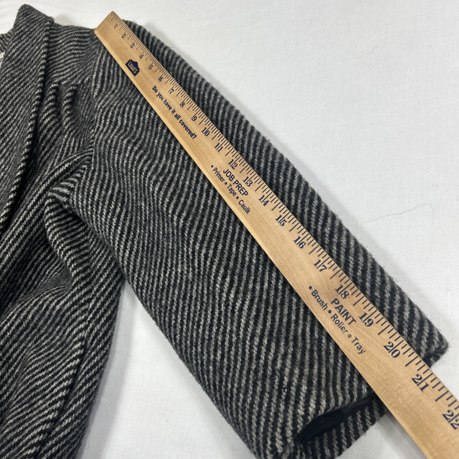 Vintage Bromleigh Coat ILGWU Union Made Gray Stripe Scarf Pure Wool Small/Medium