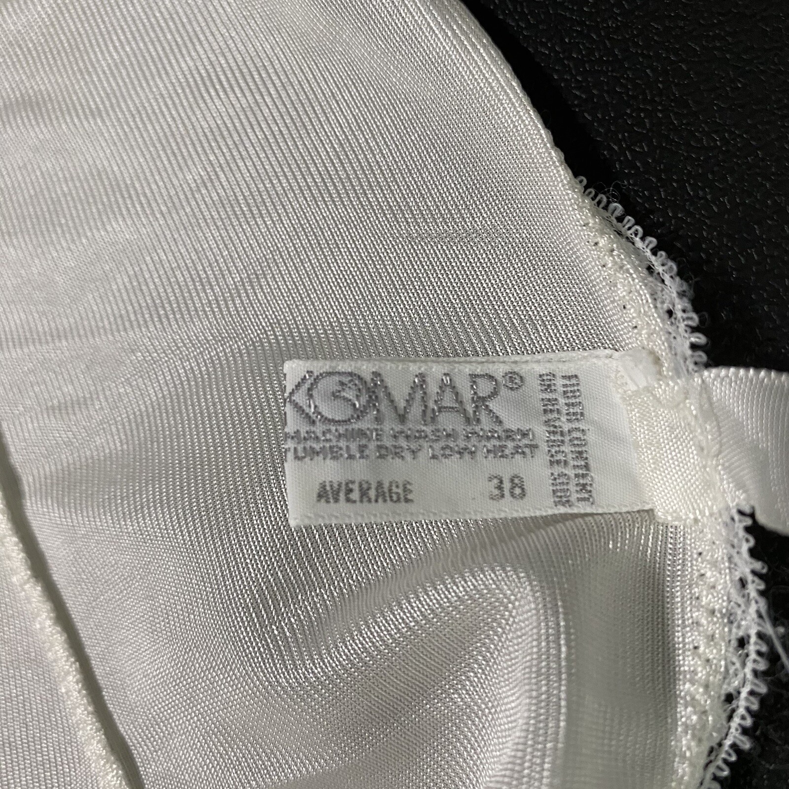 Vintage Komar Slip Dress Average 38 S/M Lace Trim Ivory White Cami100% Nylon