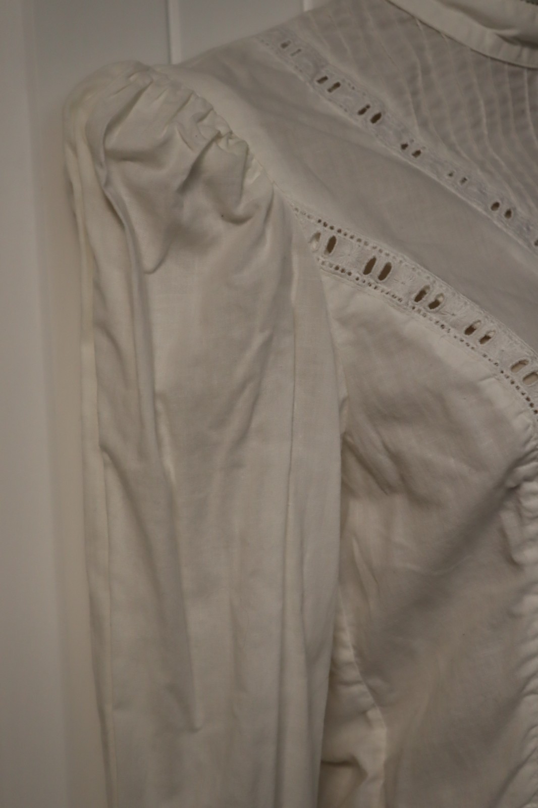 Vintage 1980s 90s Michel New York Paris Edwardian Victorian white blouse S