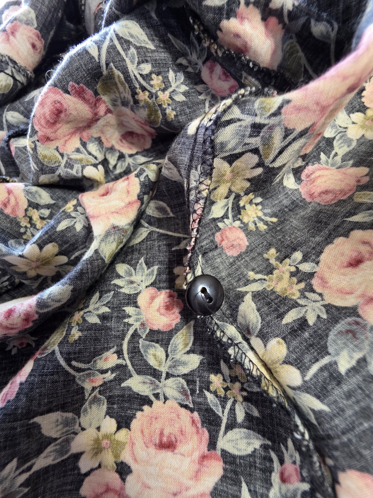 Size XS- Vintage 90s By Choice California Floral Rayon Dress Black Rose Mini