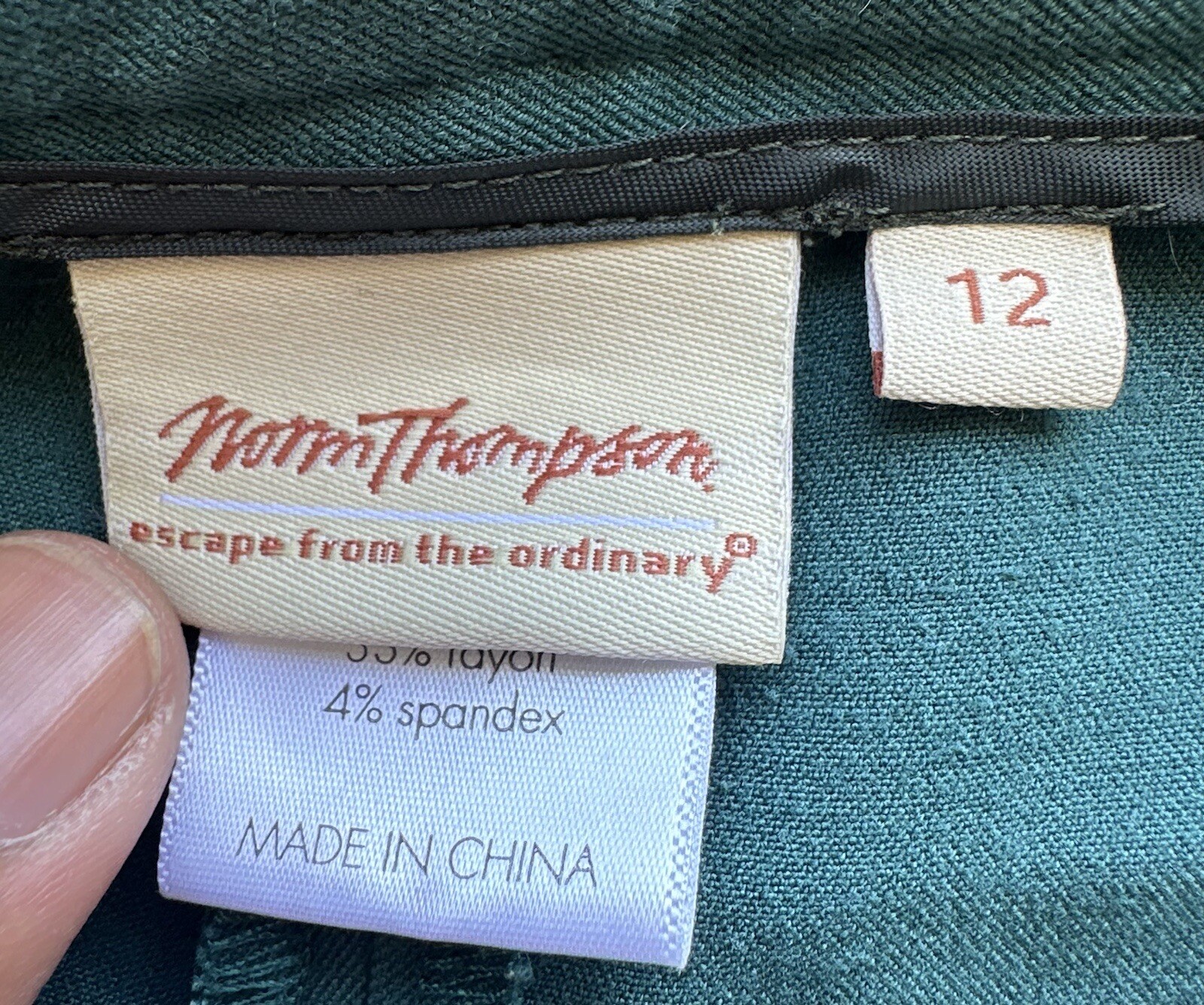 Vintage Norm Thompson Blue Teal Polyester Rayon Spandex Blend Pants Size 12