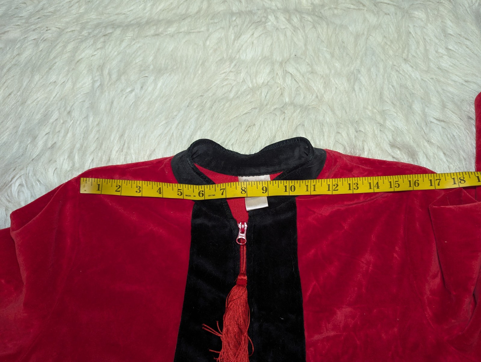 ENCHANTED Red Black LOUNGE Robe House Coat Nightgown 2-WAY ZIP Women’s S/M