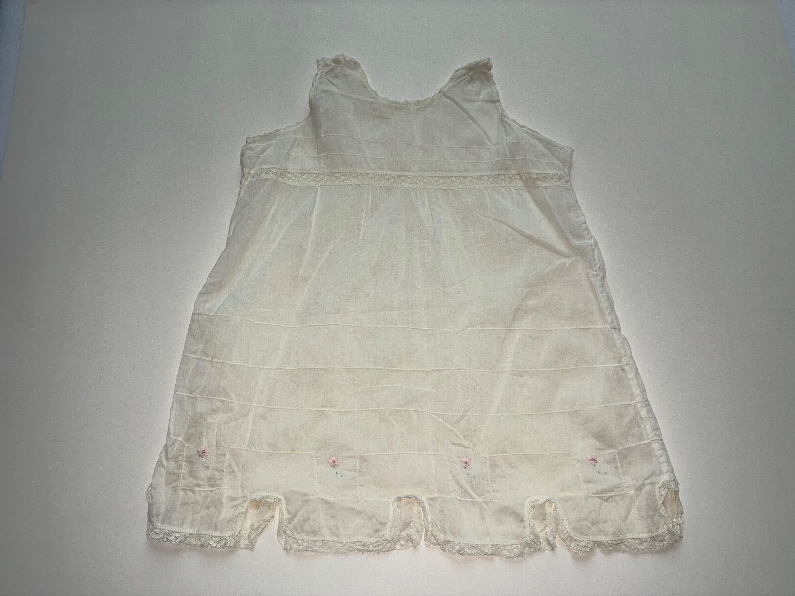 Girl’s Antique Slip with Lace and Embroidery