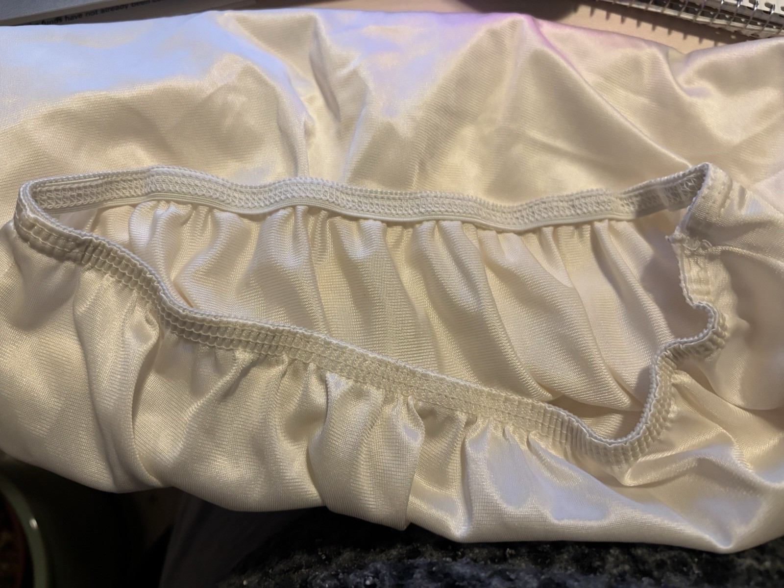 Vtg Silky Wedding Shiny Slip Half Slip Lace Slip Pin Up Flower lace Slip