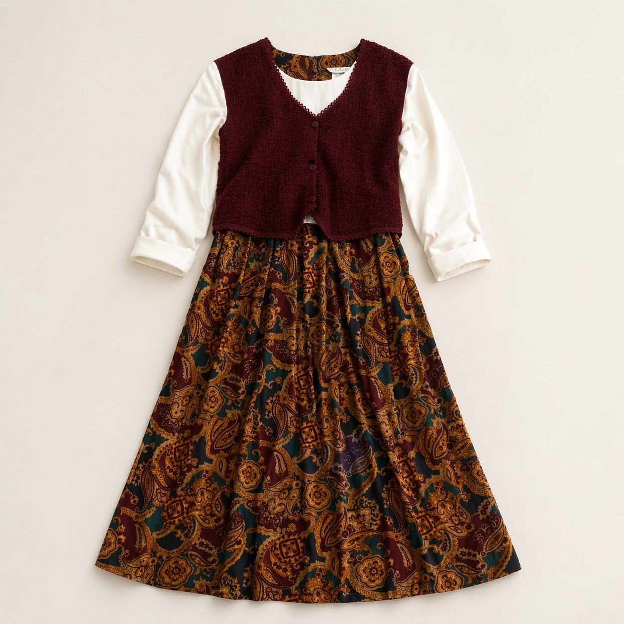 Vintage Miss Dorby Velvet Burnout Vest English Country Tapestry Dress Size 10