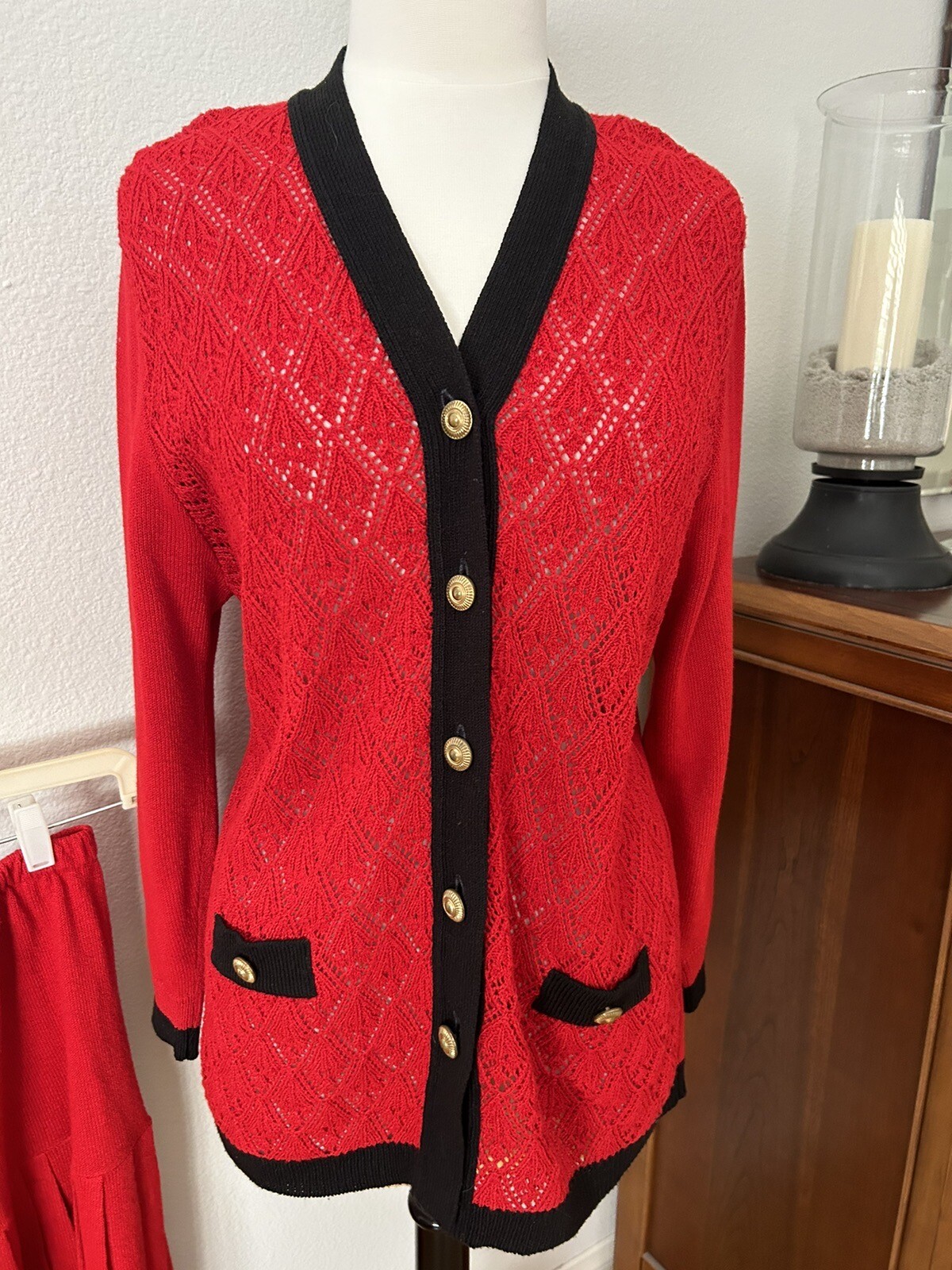 VINTAGE 80’S RED KNIT SKIRT AND SWEATER SET BY LAURA ALYZIA SIZE LARGE