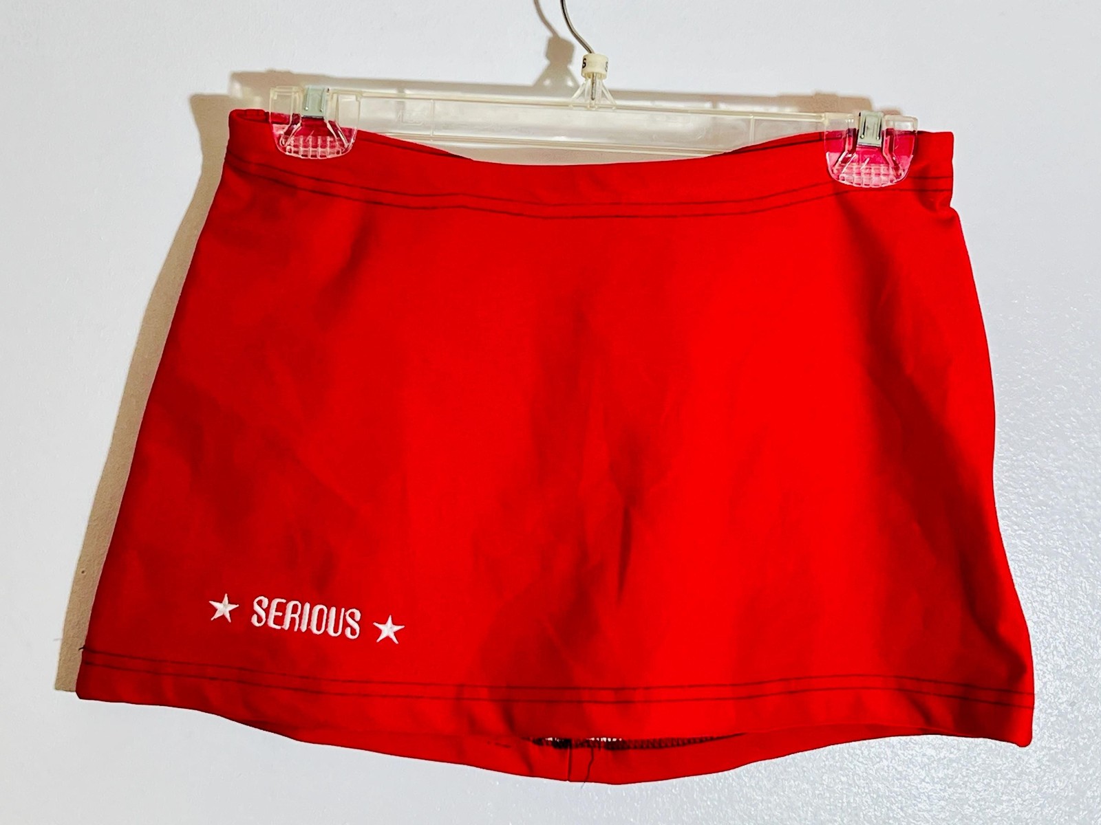 VTG 1990s SERIOUS L.A. Red Neoprene Mini Skirt, Sz. M
