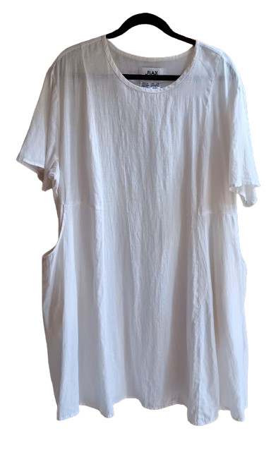 VTG FLAX Jeanne Engelhart White Linen Short Dress/Top Lagenlook – Size L!