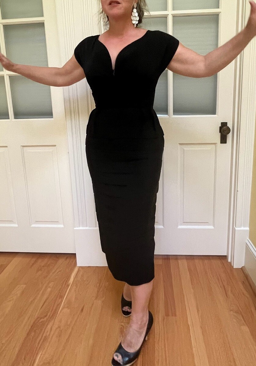 Vintage Stunning 1940’s 40’s Black Bombshell Dress Pinup S Fits 6 Large Chest