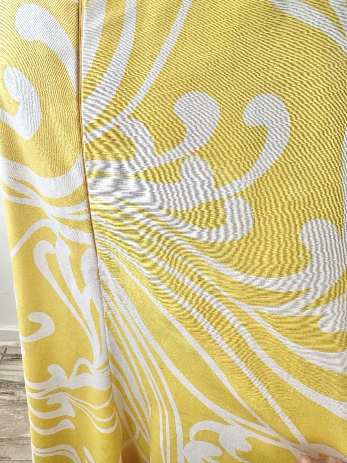 Geoffrey Beene Boutique 1970’s Yellow Maxi Dress Open Bow Back Pockets