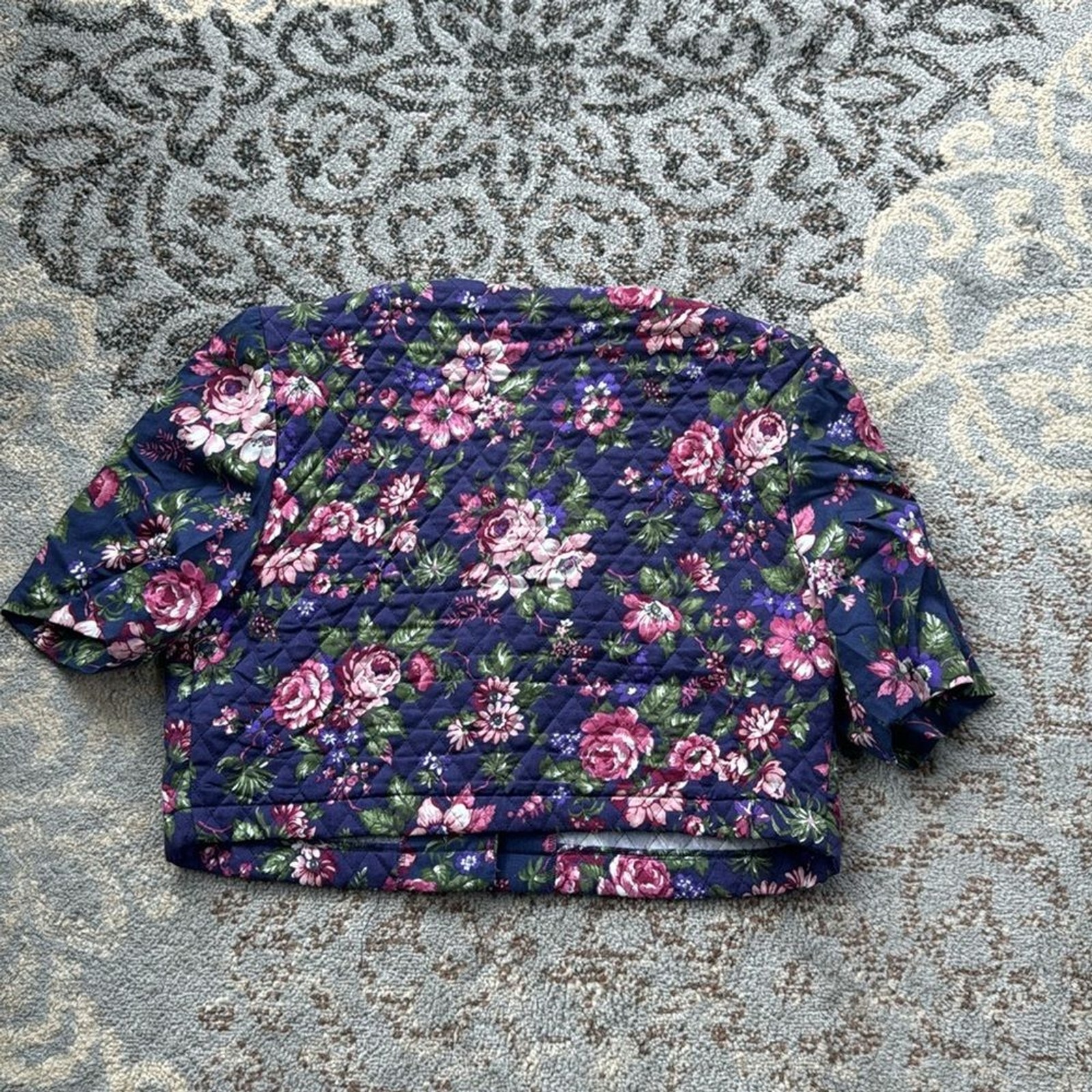 Vintage Just In Thyme LTD Cropped Quilted Button Down Top Purple 16