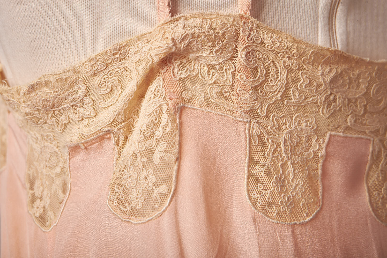 1920s Peach and Lace Flapper Slip Dress