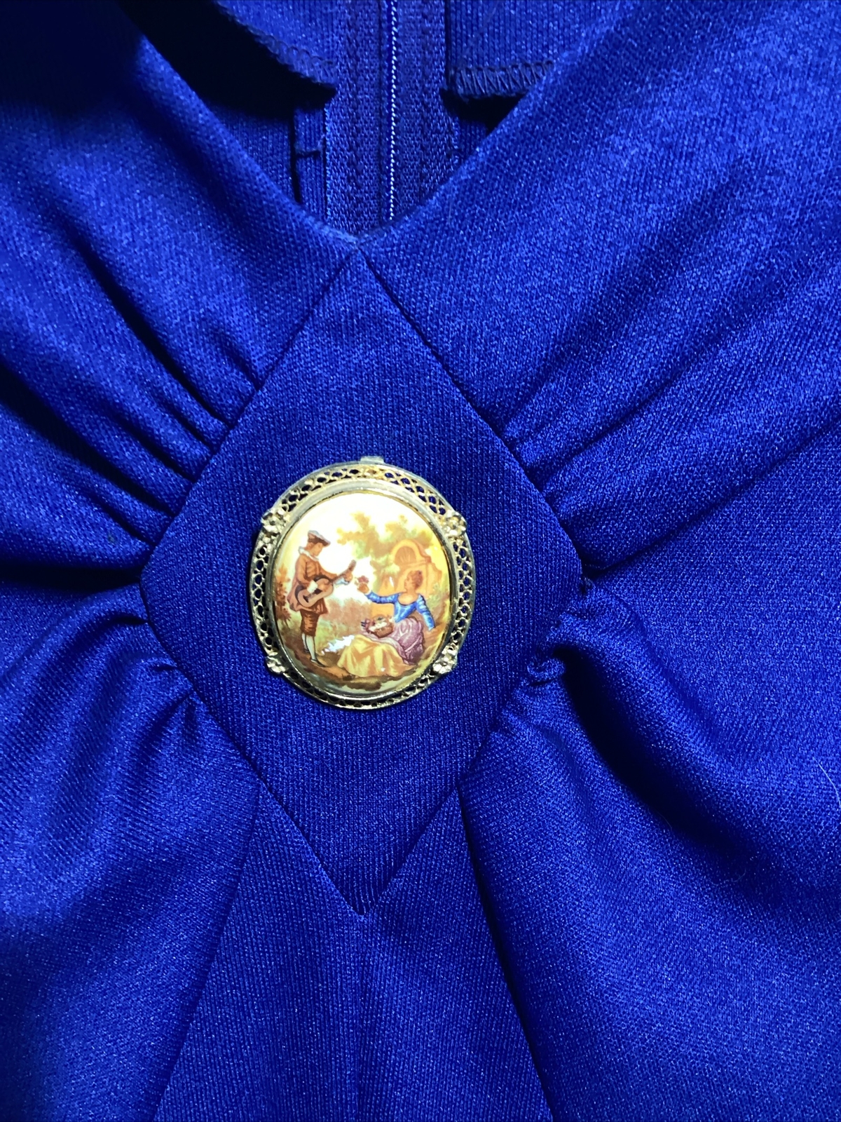Vintage Martha Manning Dress, Size 18c, Blue, Broach, Polyester