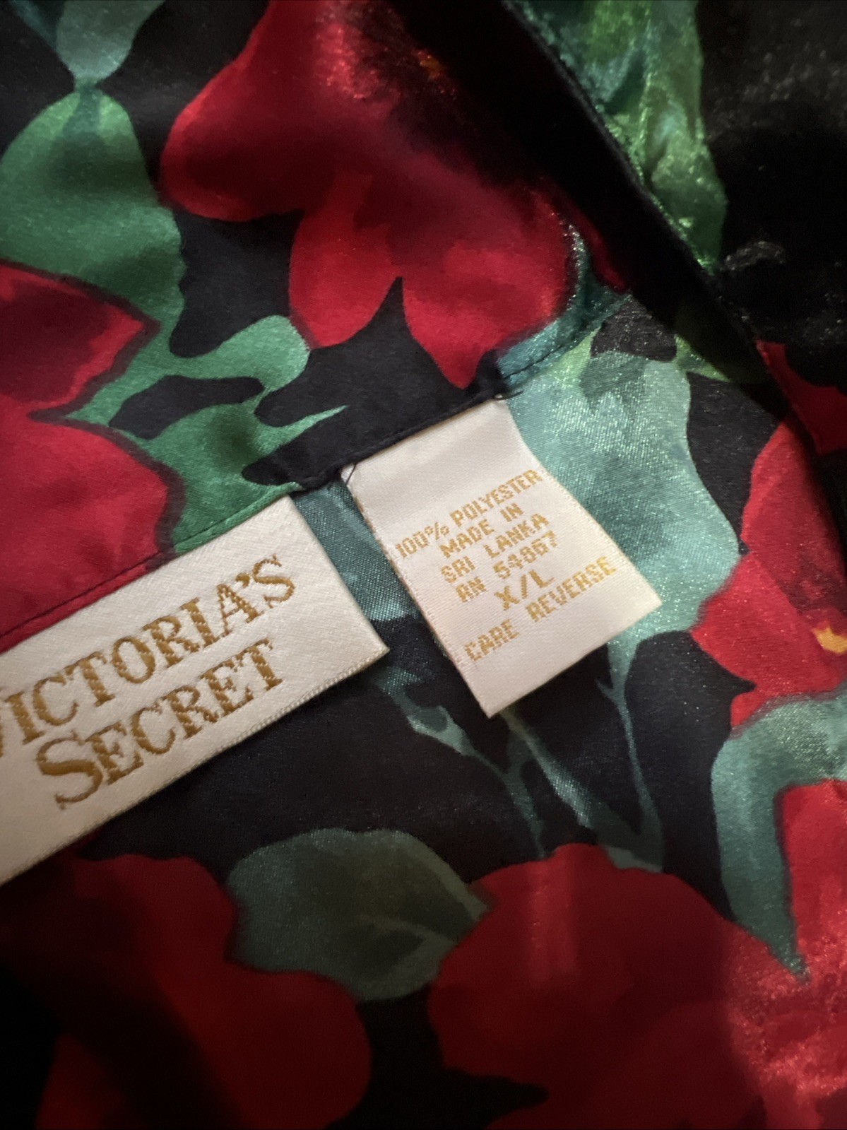 Vtg VICTORIA’S SECRET Gold Label Night Sleep Shirt Chemise Gown Floral XL