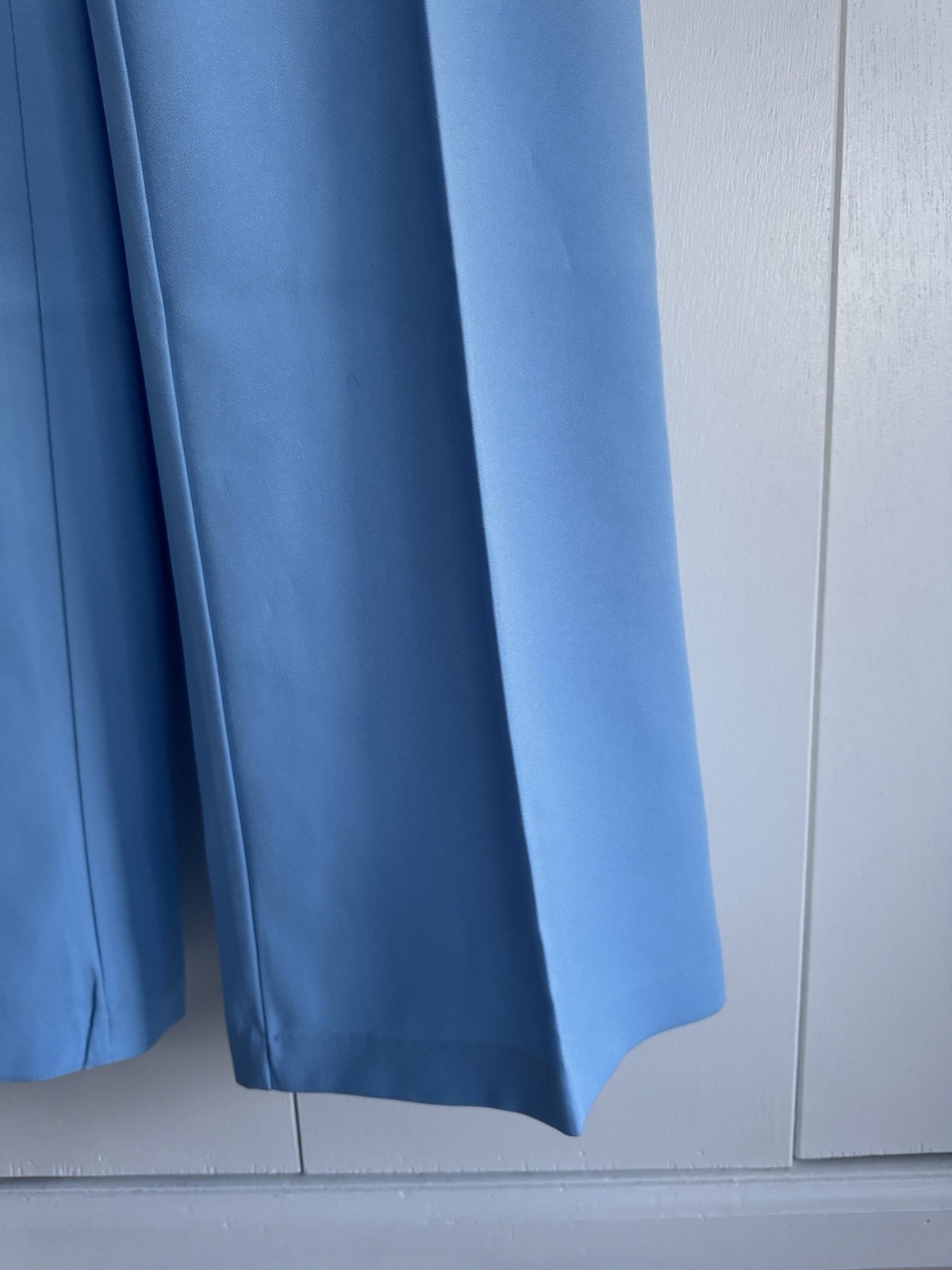 Vintage 1970’s Baby Blue Polyester Pants Flat Front Wide Leg High Rise
