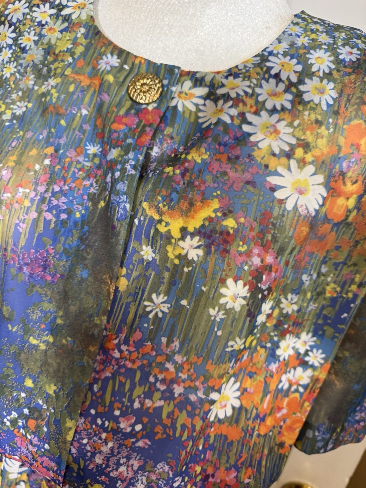 VINTAGE Lady Carol 70’s Watercolor Floral DRESS Sz 18 Shoulder Pads Pleated