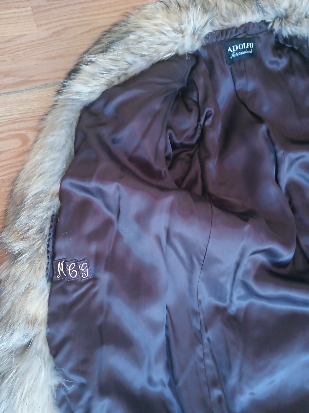 ADOLFO Bold Beauty Collared Feathered Finnish Raccoon Fur Coat Full Length Plus