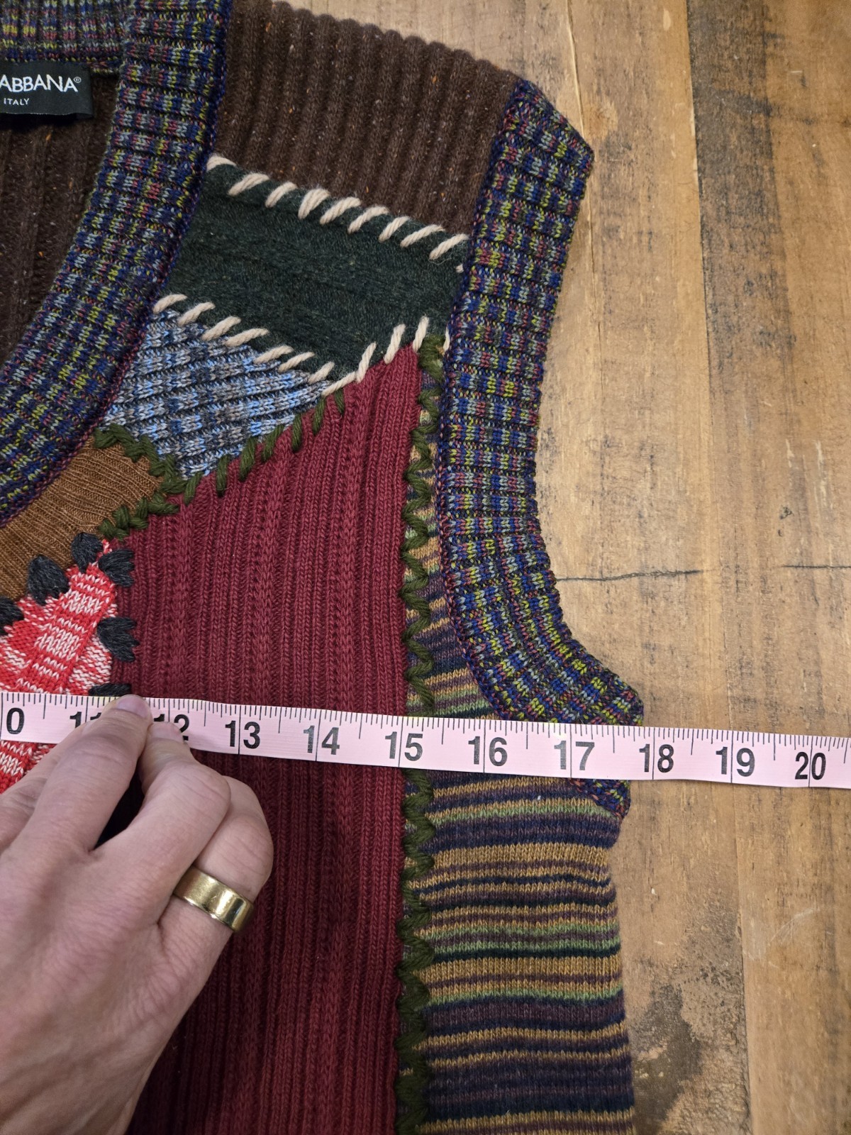 VTG Dolce & Gabbana Patchwork Old Money, Vintage, Wool, Angora, Silk Blend