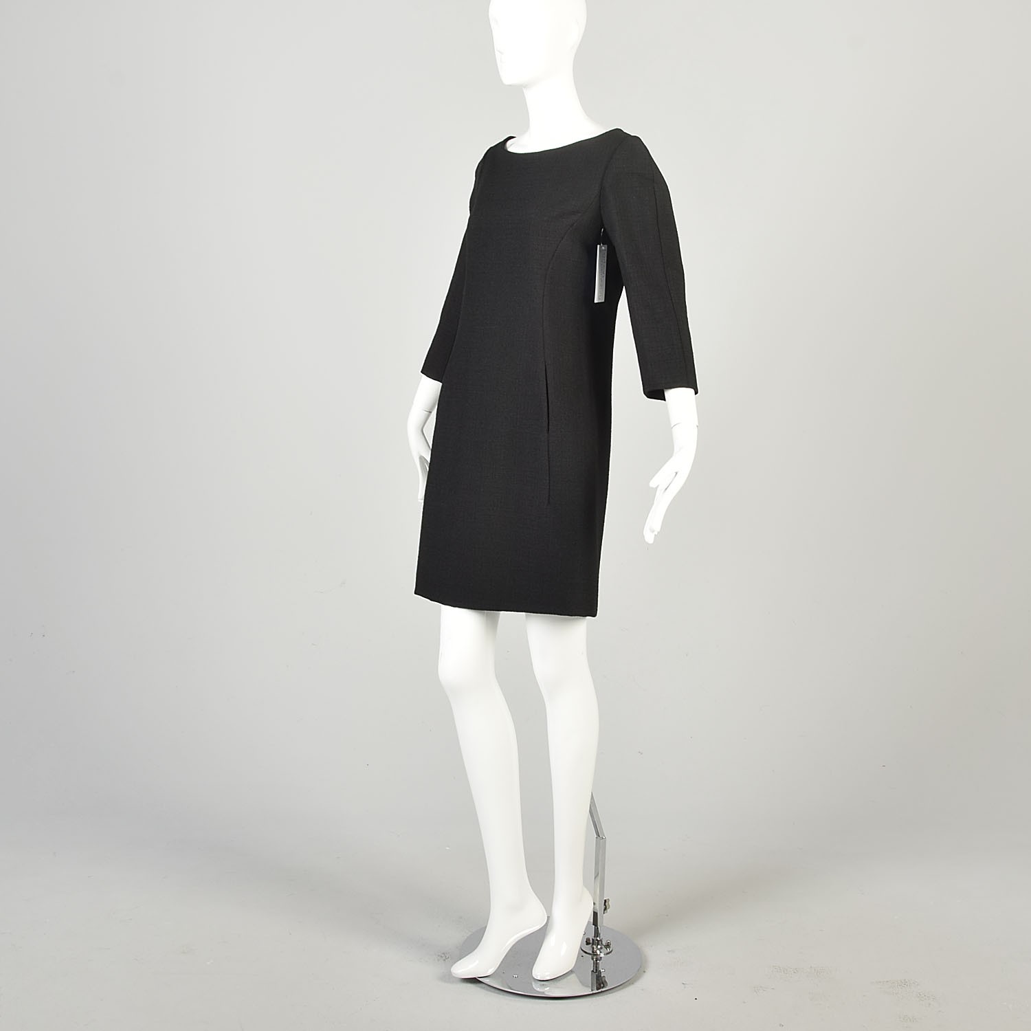 Medium 1960s Galanos Designer LBD Little Black Dress Buttoned Back Chic Classic
