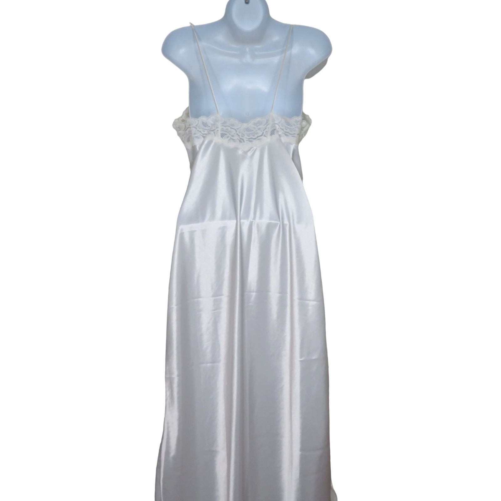 Vintage White Lace Satin Slip Nightgown Robe Peignoir Set Wedding Honeymoon
