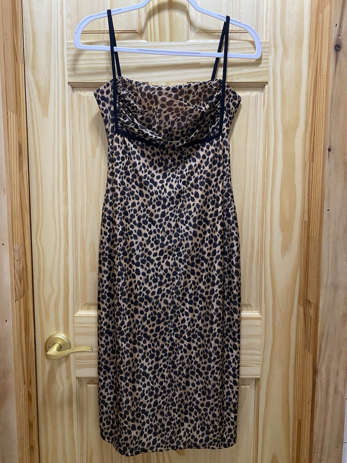 Vintage Y2K Joseph Ribkoff Leopard Print Black/Gold Shimmer Slip Dress Sz. 8