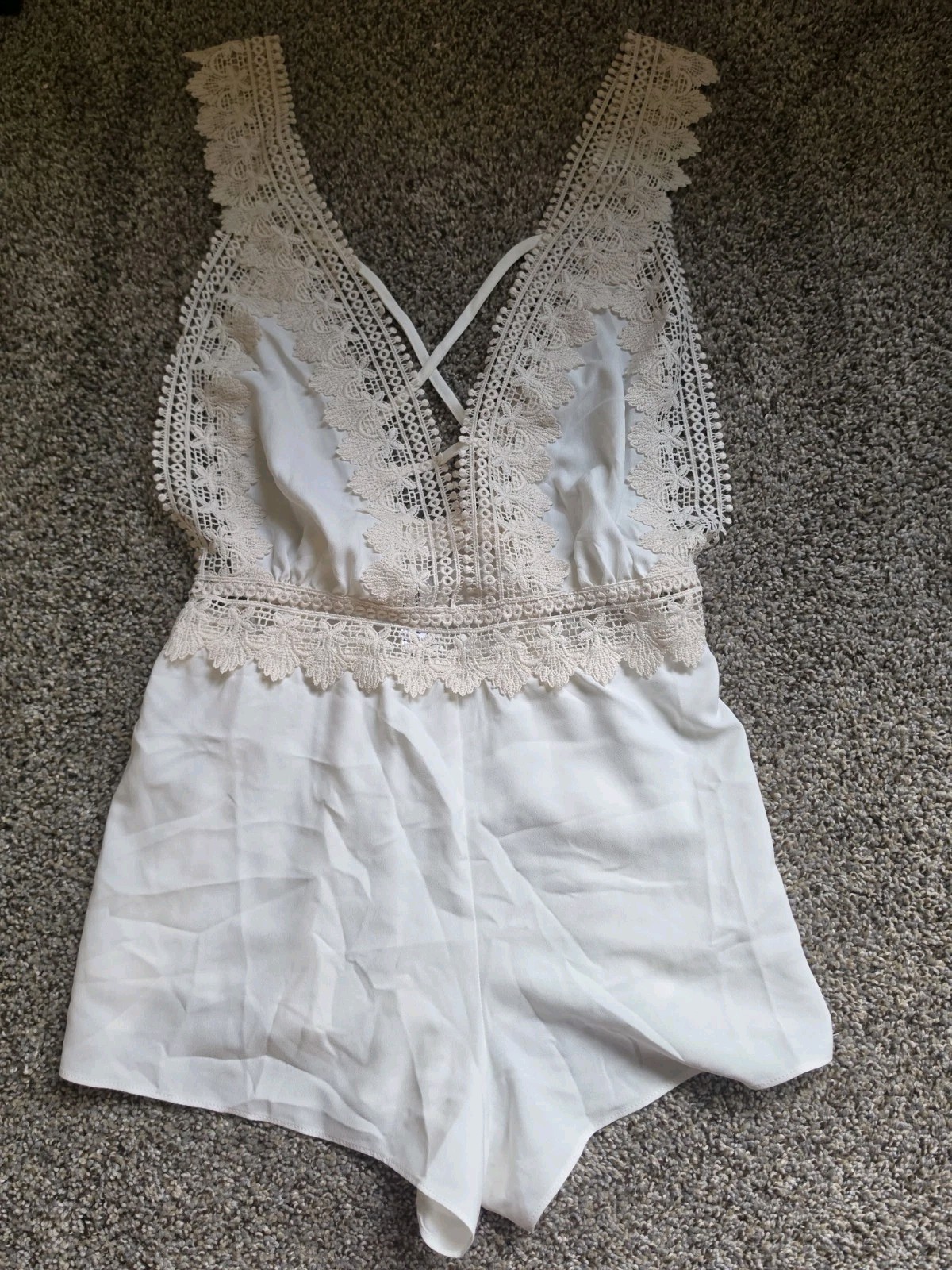 Flora Nikrooz White Lace Trim Slip, XS Regular, Rayon/Polyester/Spandex
