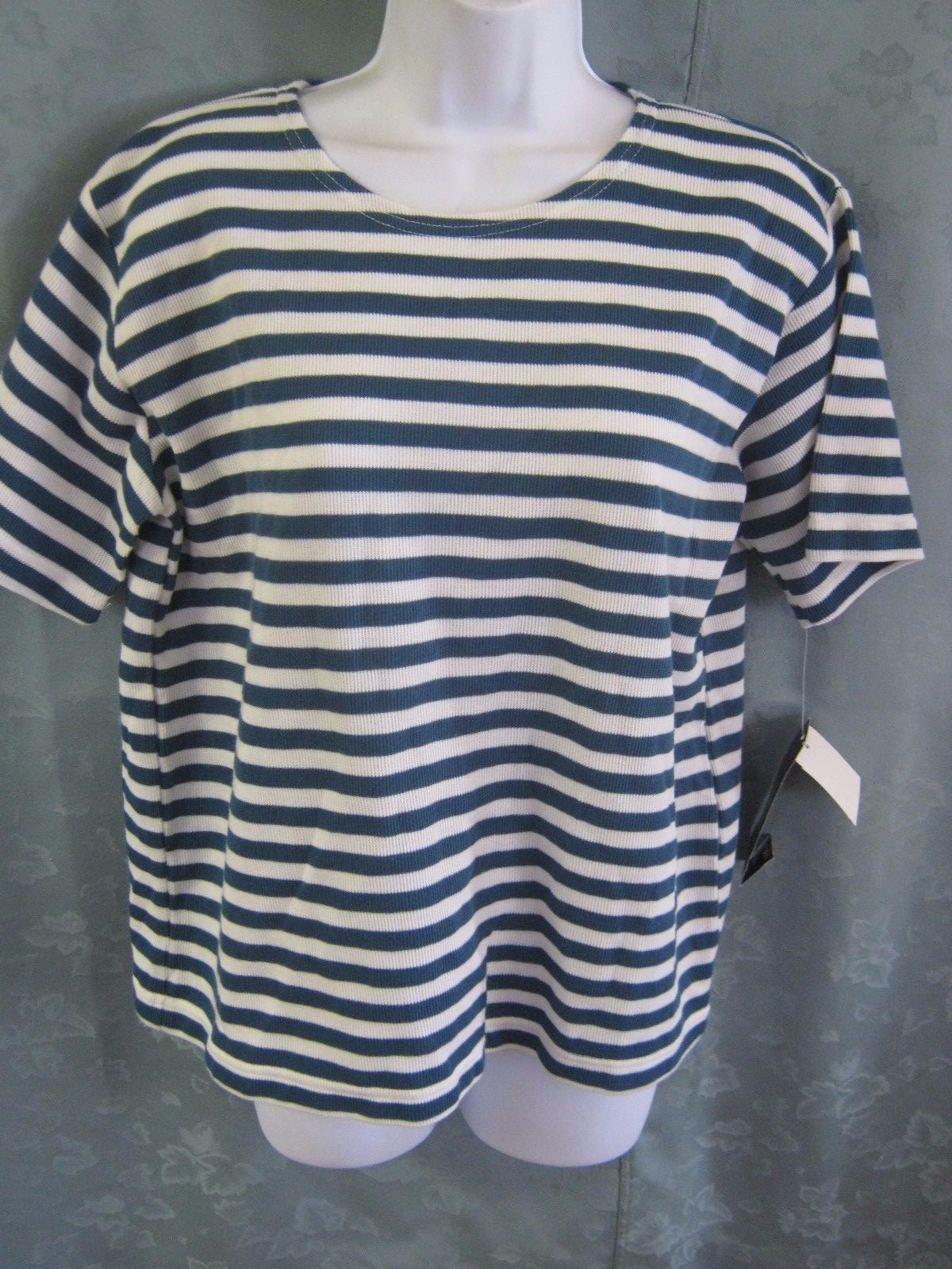 Vintage Radcliffe Oversized Knit Top Size Medium Dark Teal Striped NOS NWT