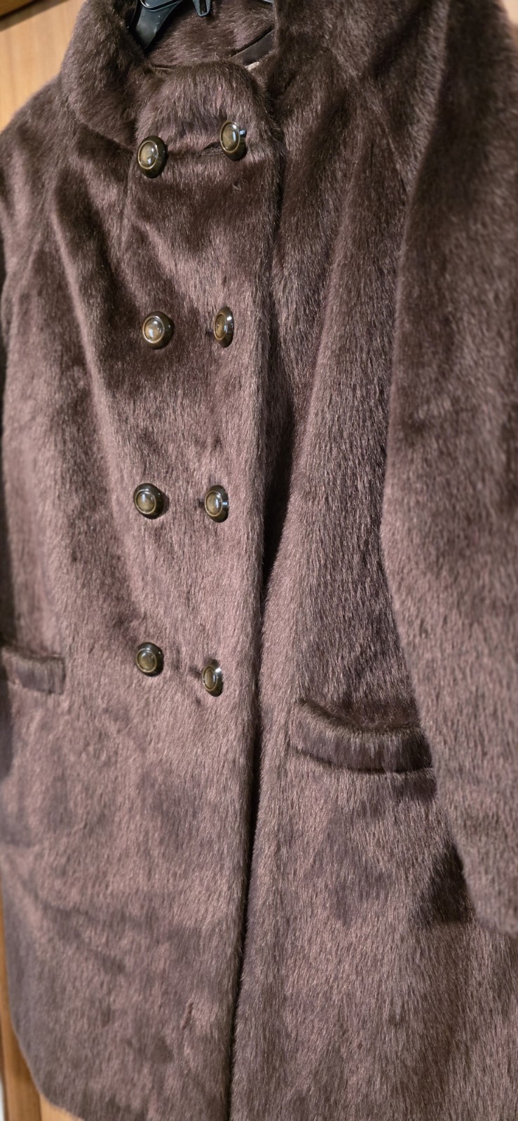 Vintage McKelvey’s Youngstown Ohio Real Fur Coat Brown Double Breasted 37” ILGWU