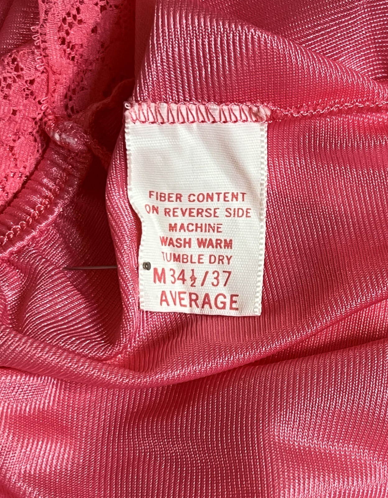 Vintage Sears Pink nylon double spaghetti strap nightgown with front slit size M