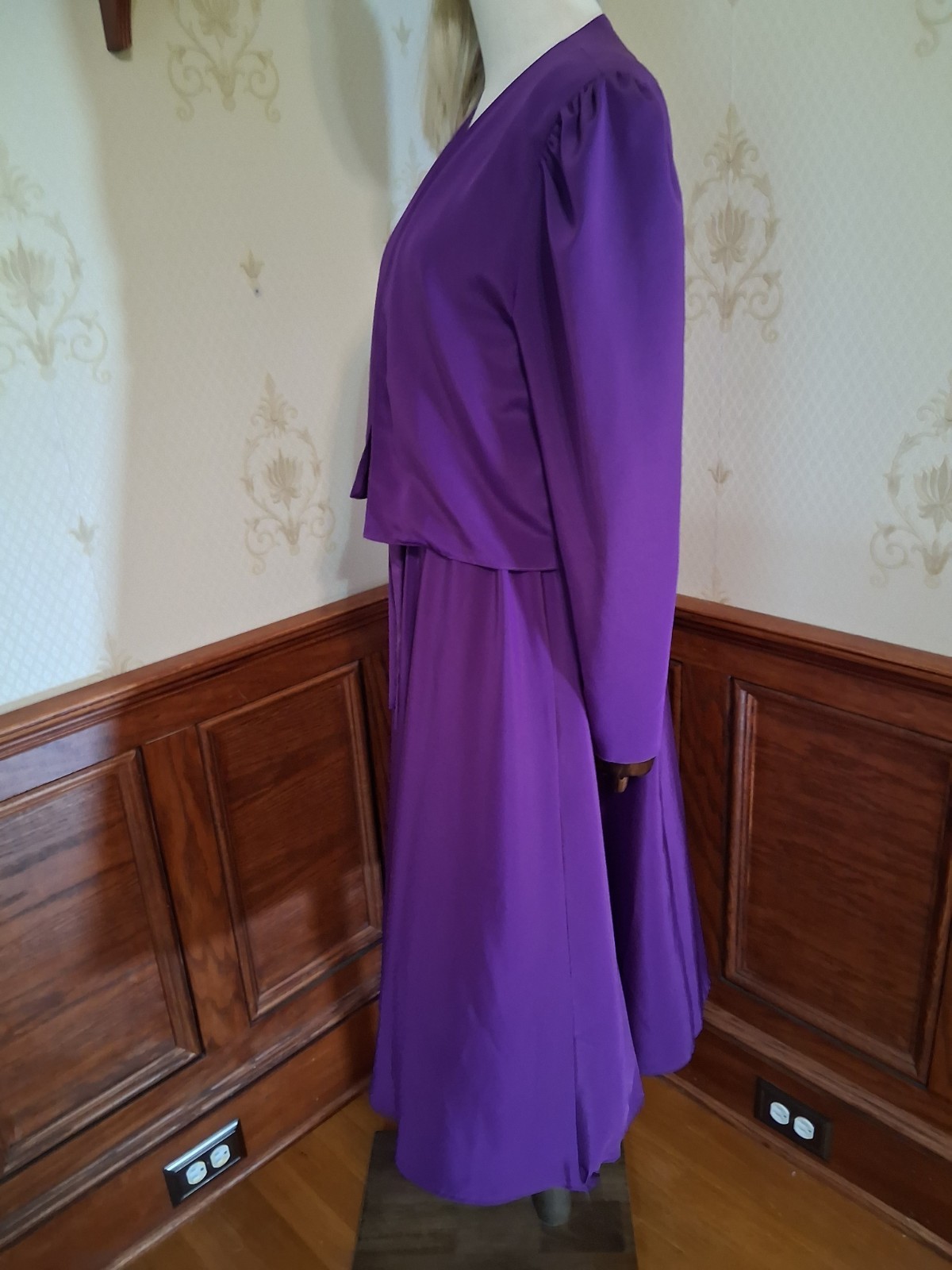 Vintage 1980s Caron Chicago 3-piece Purple Plaid Flowy Cottagecore Sundress Suit
