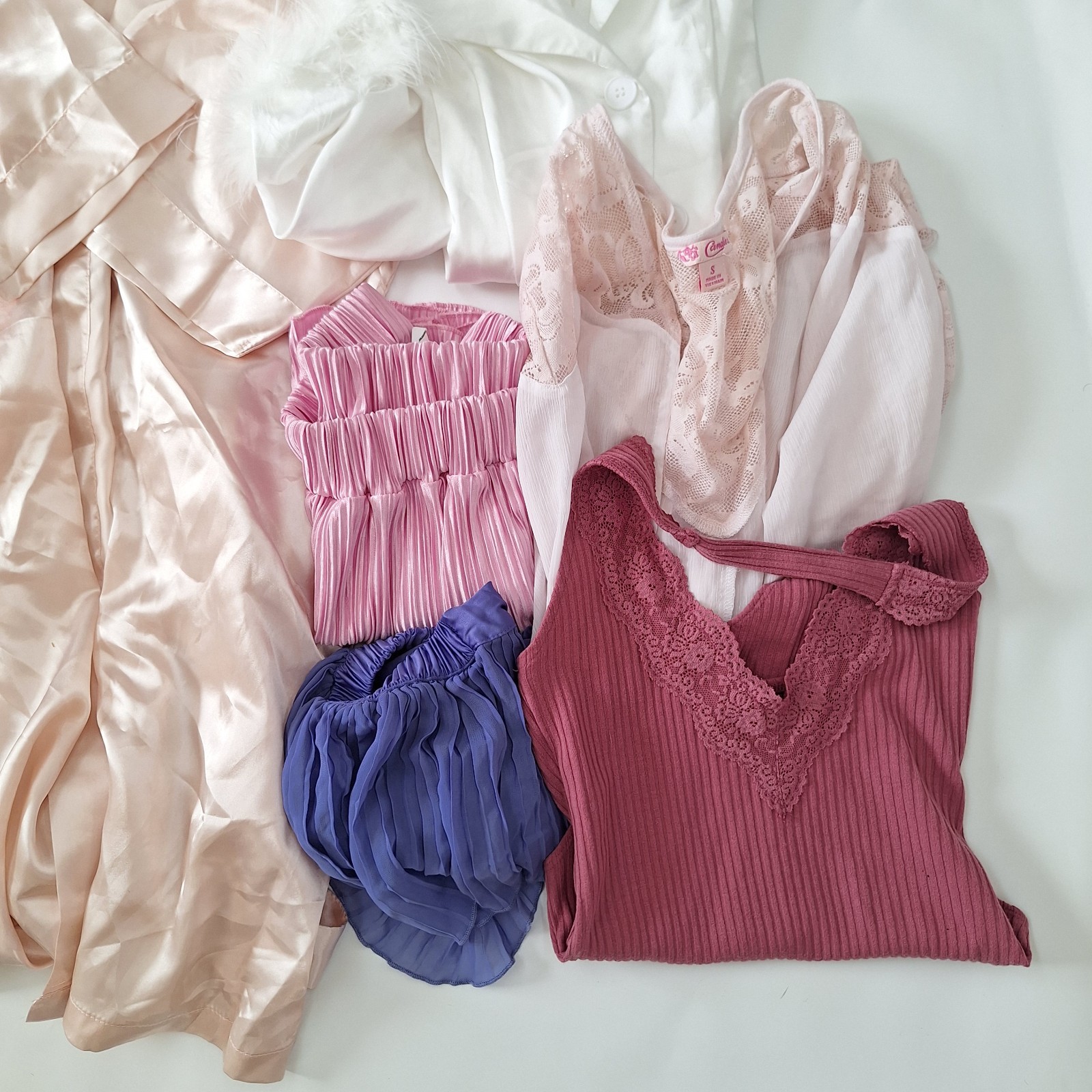 Lot of 8 Victoria Secret Lingerie Pajama Bottoms Shirt Slip Bodysuit BabyDoll