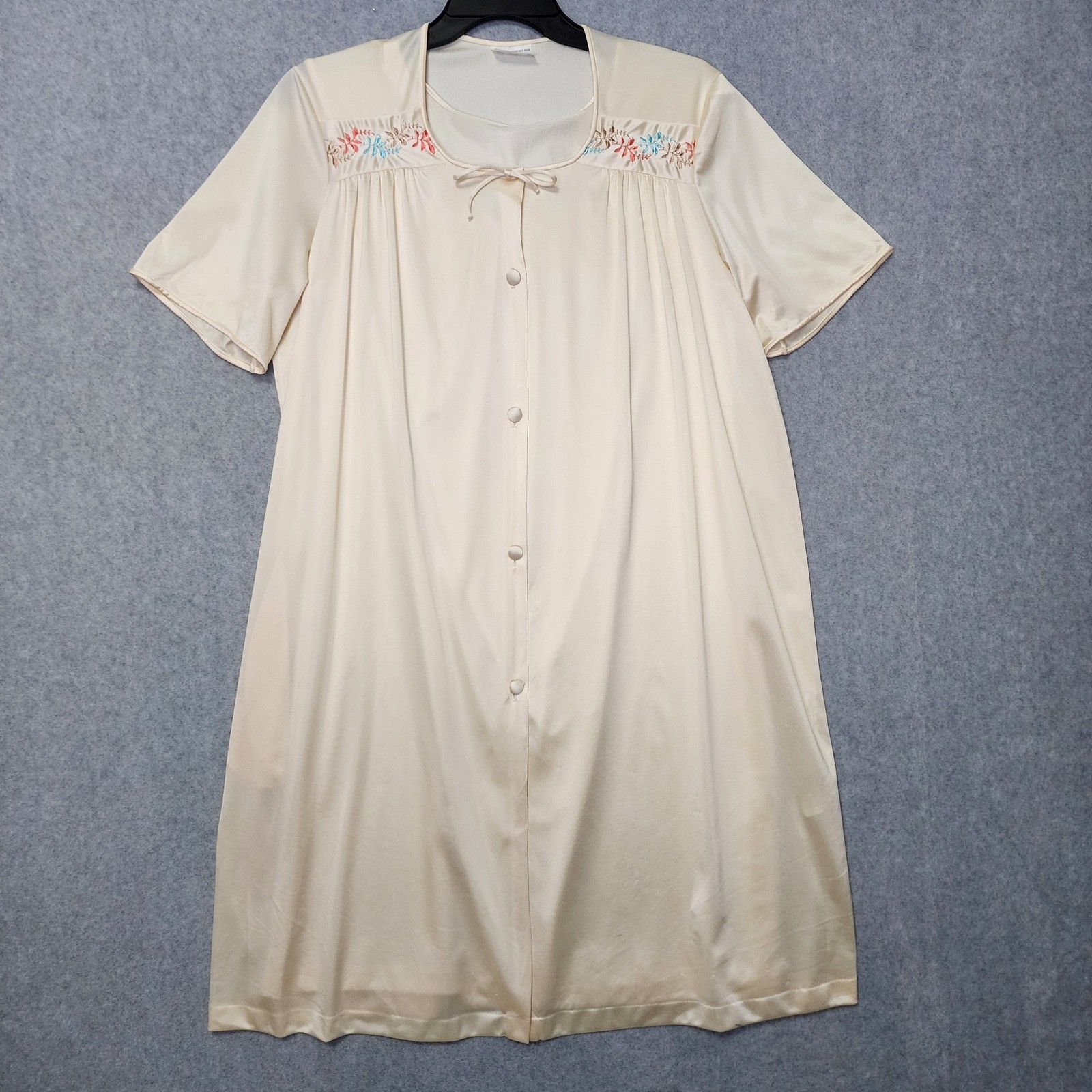 JCPenney Robe Nightgown Set Medium Ivory Vintage Embroidered Sleepwear 2 pc