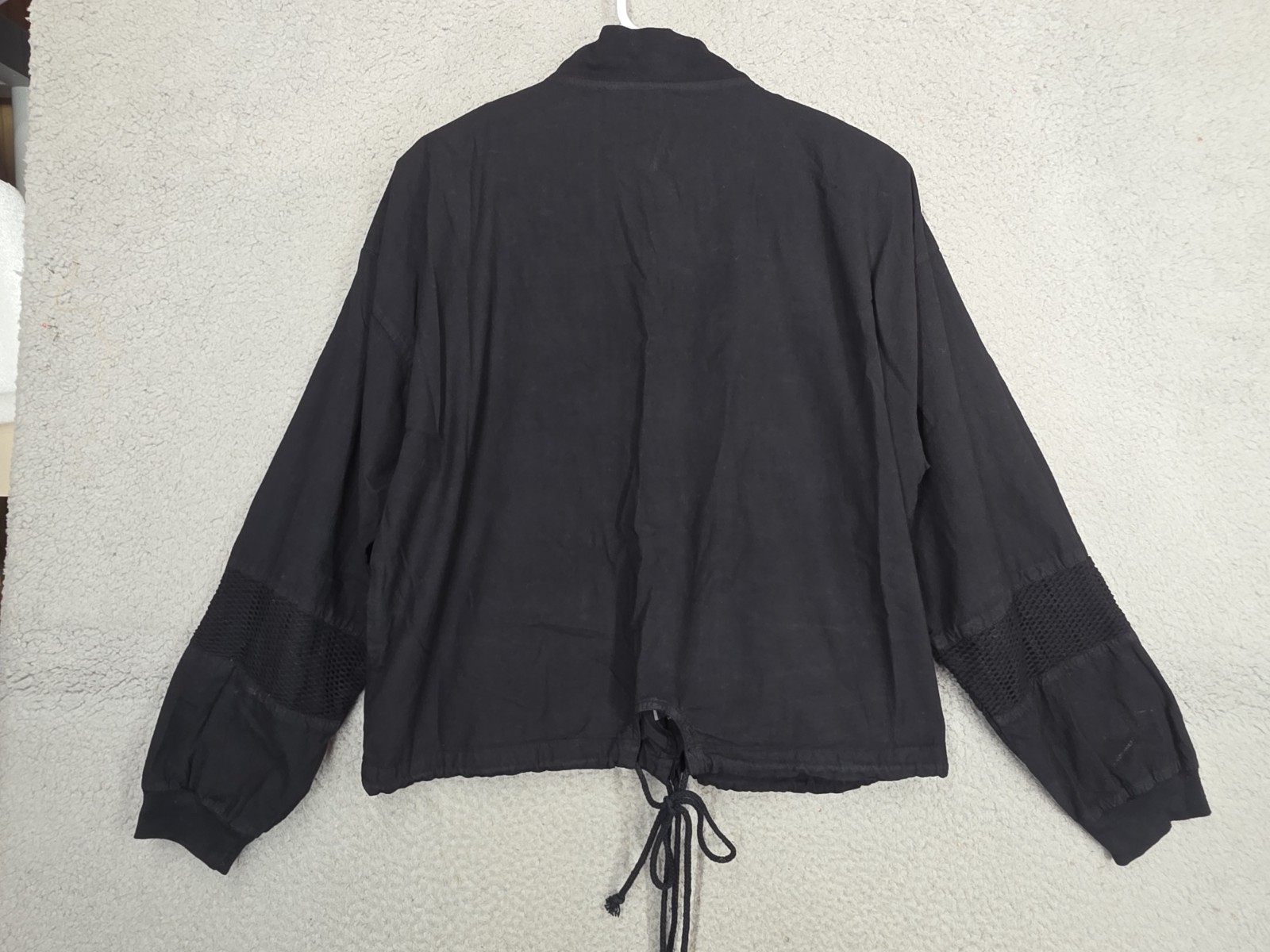 Vintage Grunge Jacket Medium Black Goth 1990s Black Mesh Panels Oversize Great