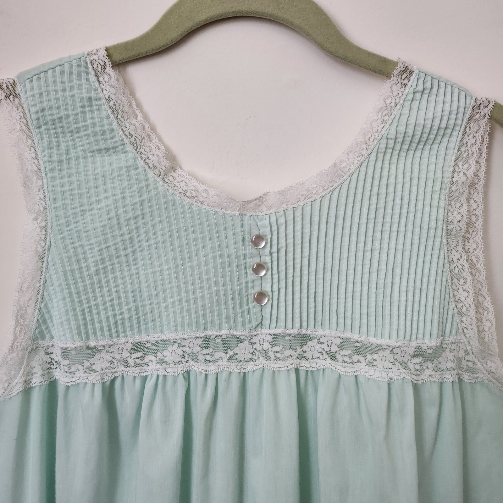 Vintage Barbizon Aqua Green Laced 2pc Robe & Sleeveless Nightgowns S/M